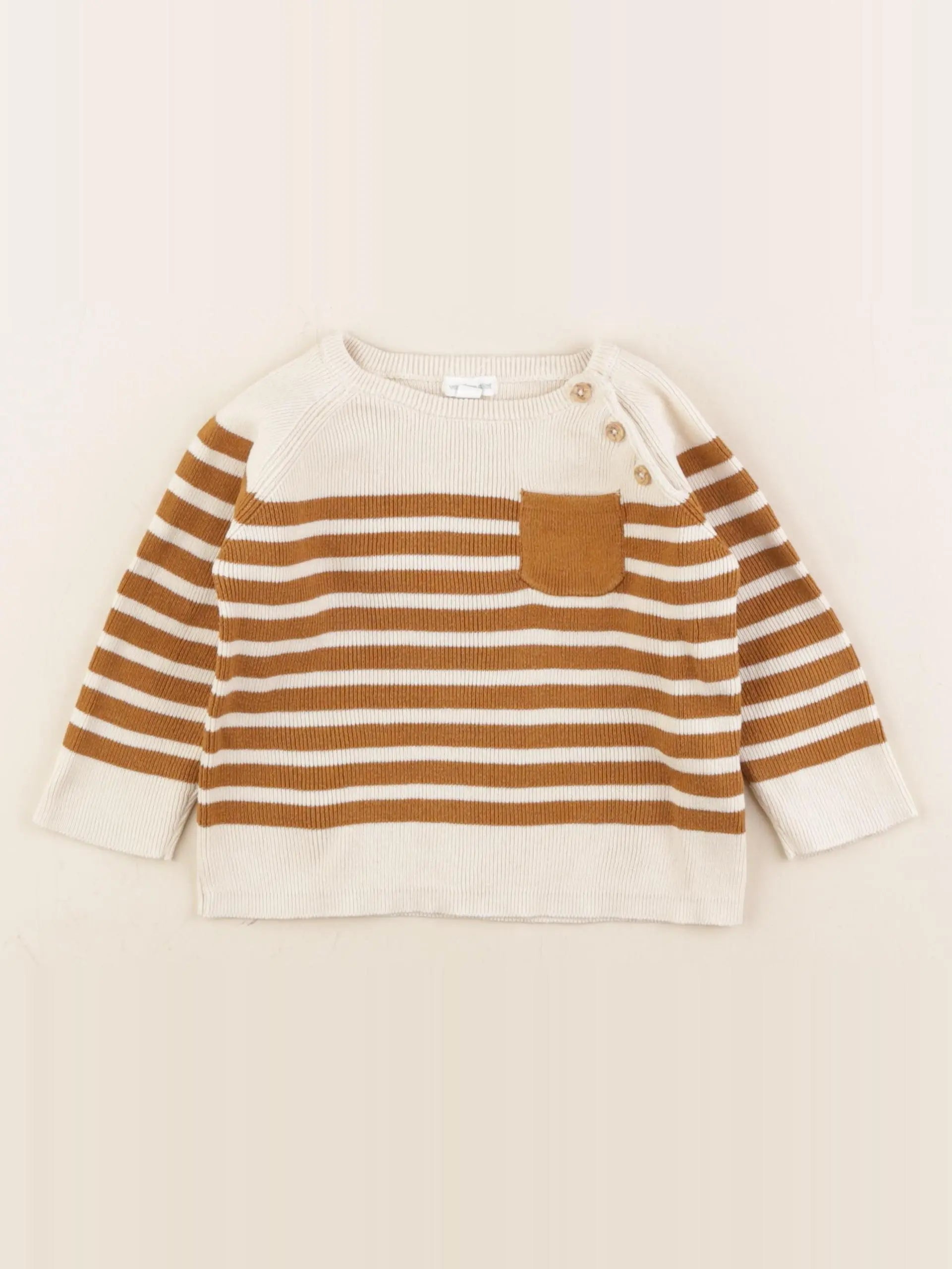 Vertbaudet - pull beige, marron - 12 mois