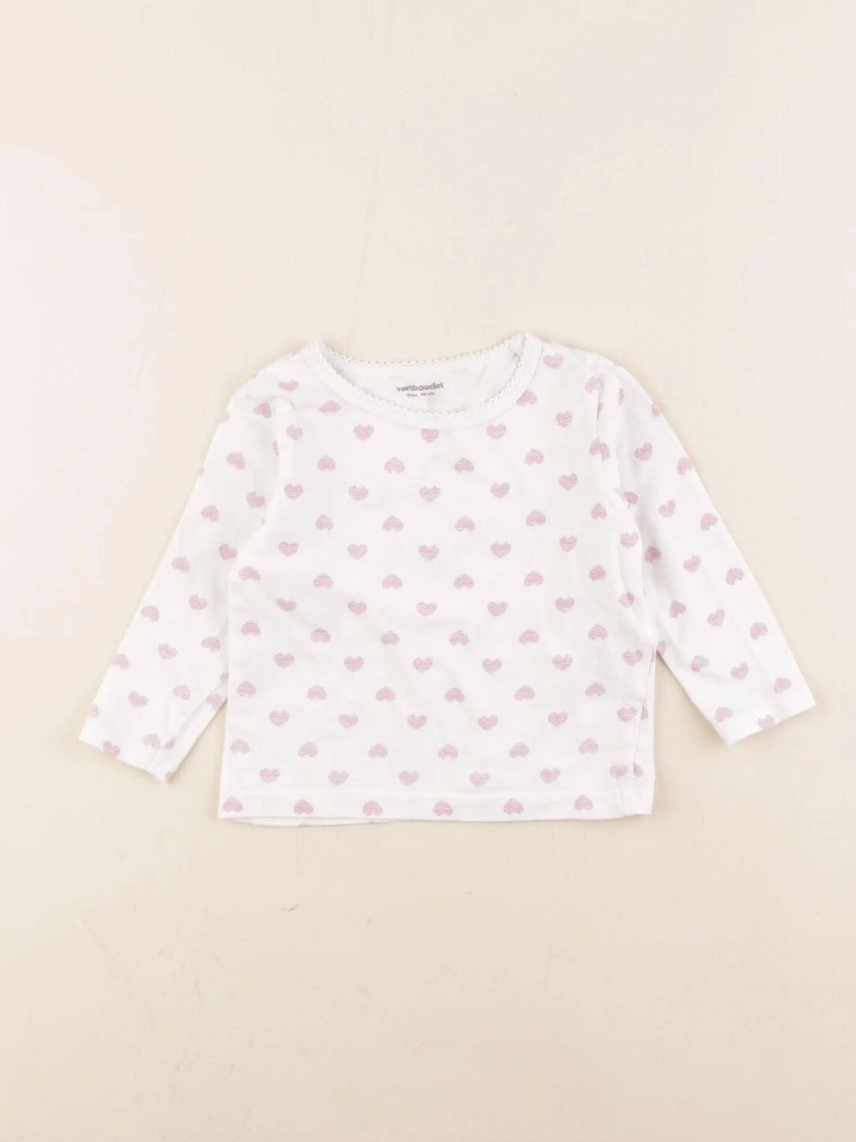 Vertbaudet - maillot de corps blanc, rose - 2 ans