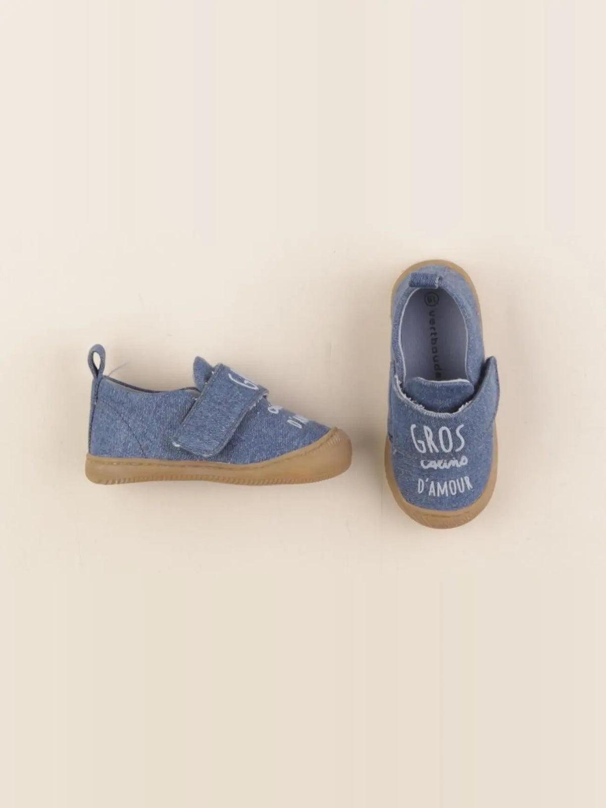 Vertbaudet - tennis à scratch/ lacets bleu - pointure 19