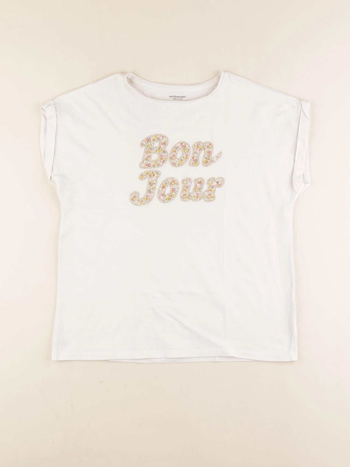 Vertbaudet - tee-shirt beige - 14 ans