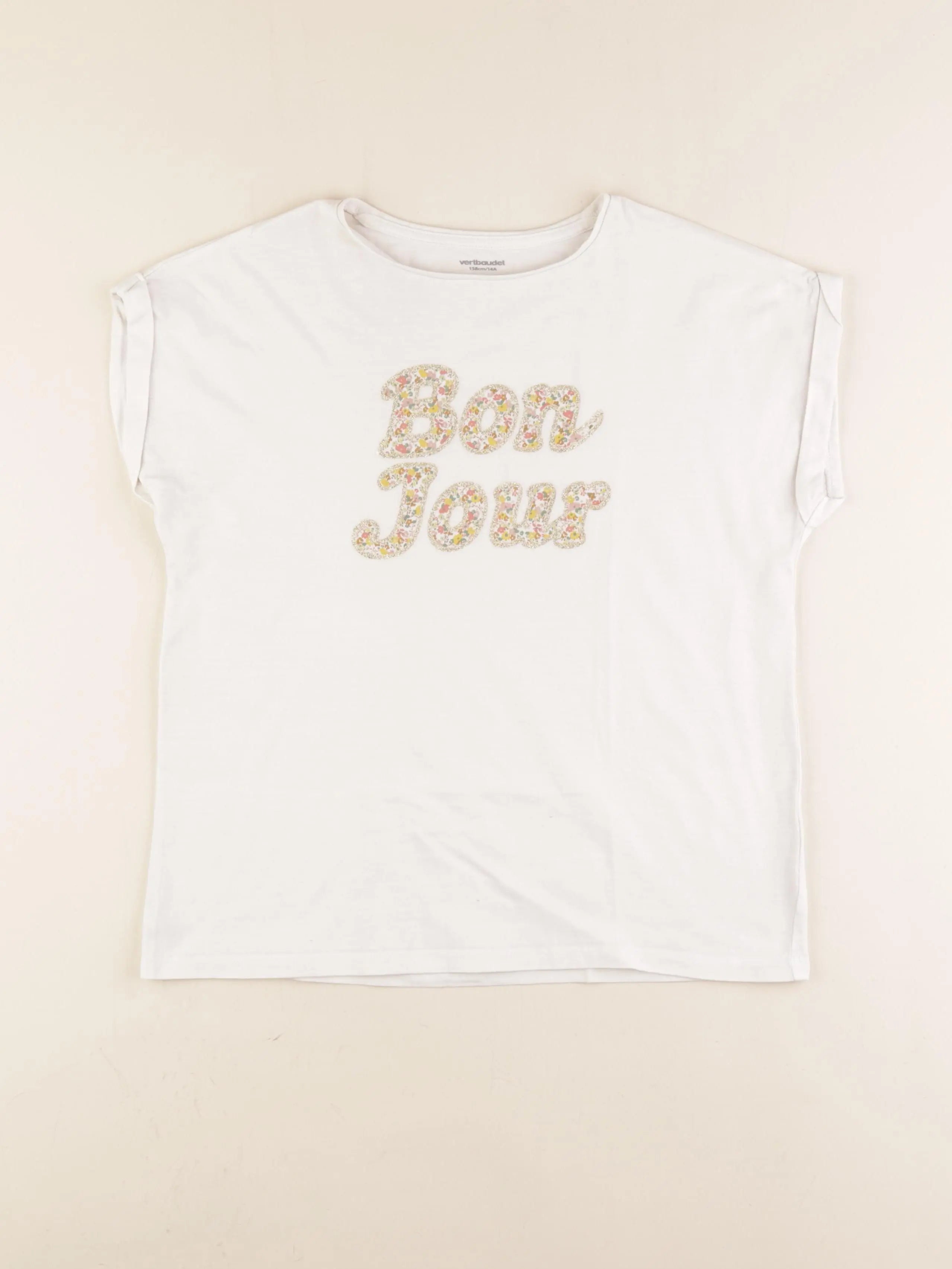 Vertbaudet - tee-shirt beige - 14 ans