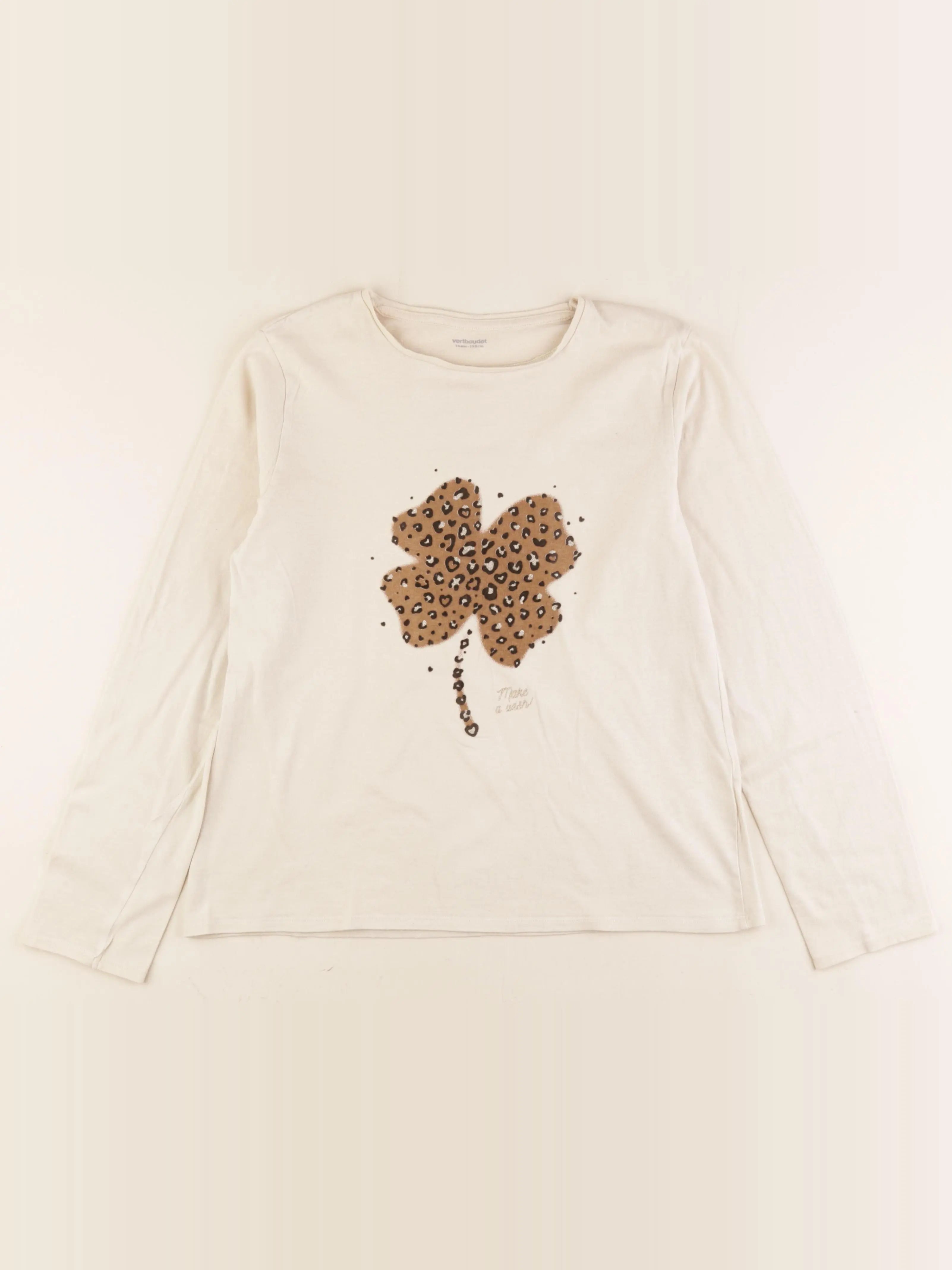 Vertbaudet - tee-shirt beige - 14 ans