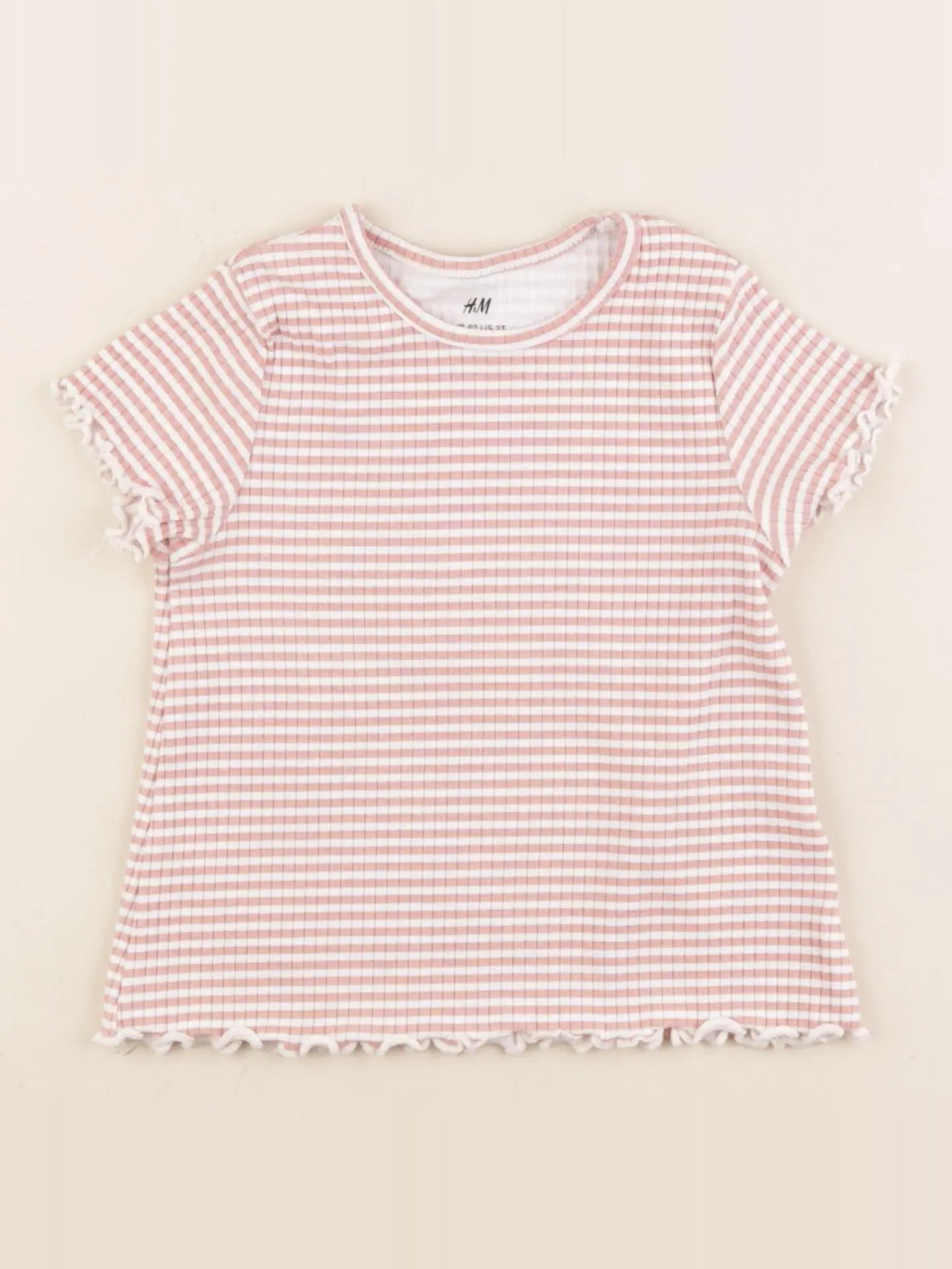 H&M - tee-shirt blanc, rose - 18/24 mois