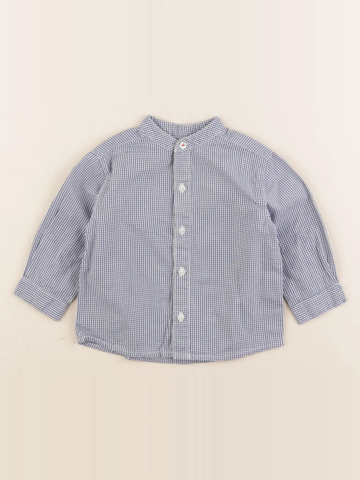 Boutchou - chemise blanc, bleu - 6 mois