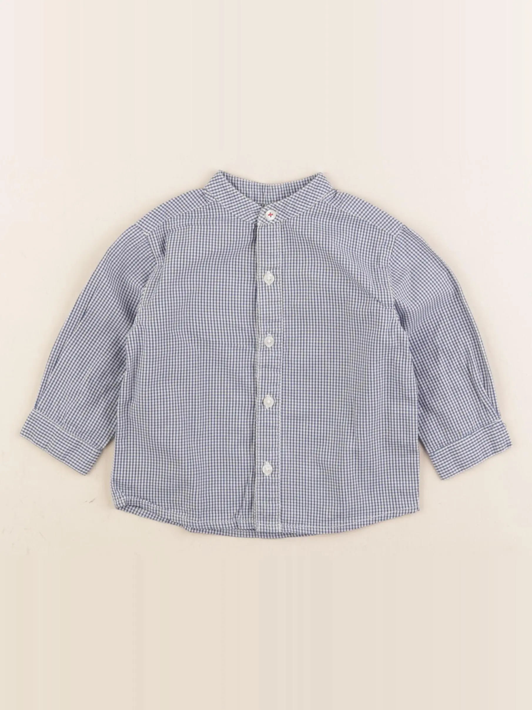 Boutchou - chemise blanc, bleu - 6 mois