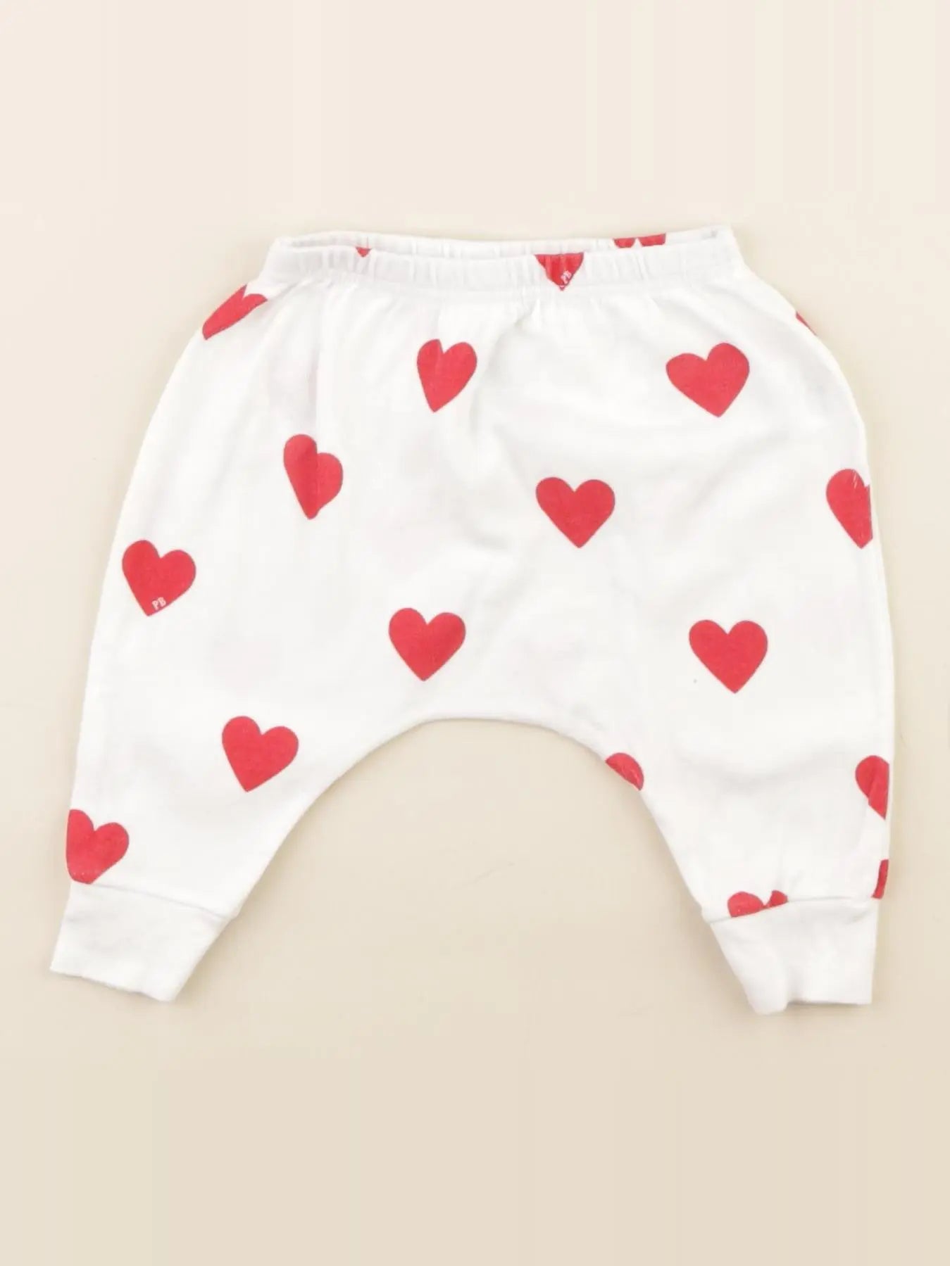 Petit Bateau - sarouel blanc, rouge - 3 mois