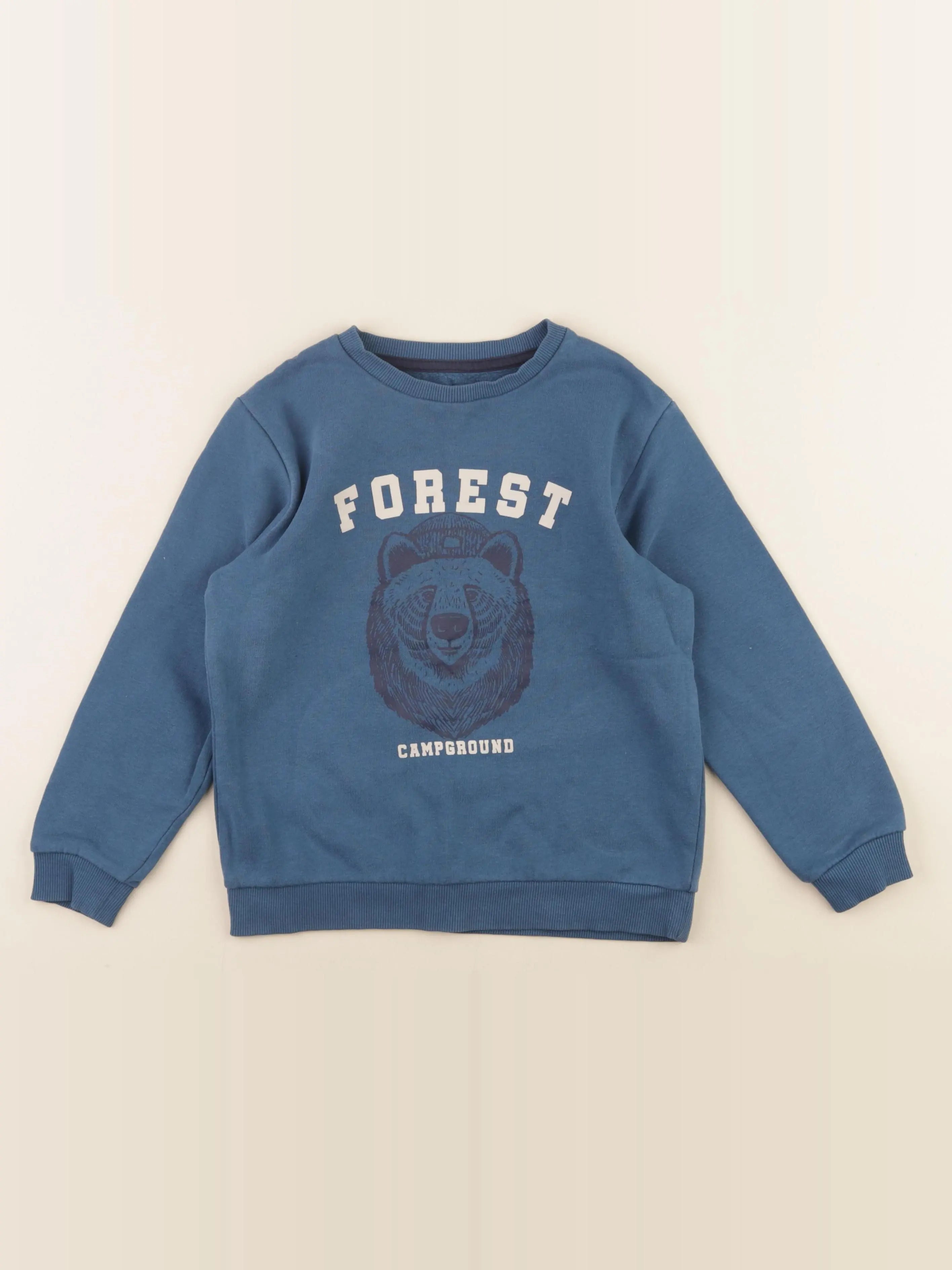 Vertbaudet - sweat velours bleu - 8 ans