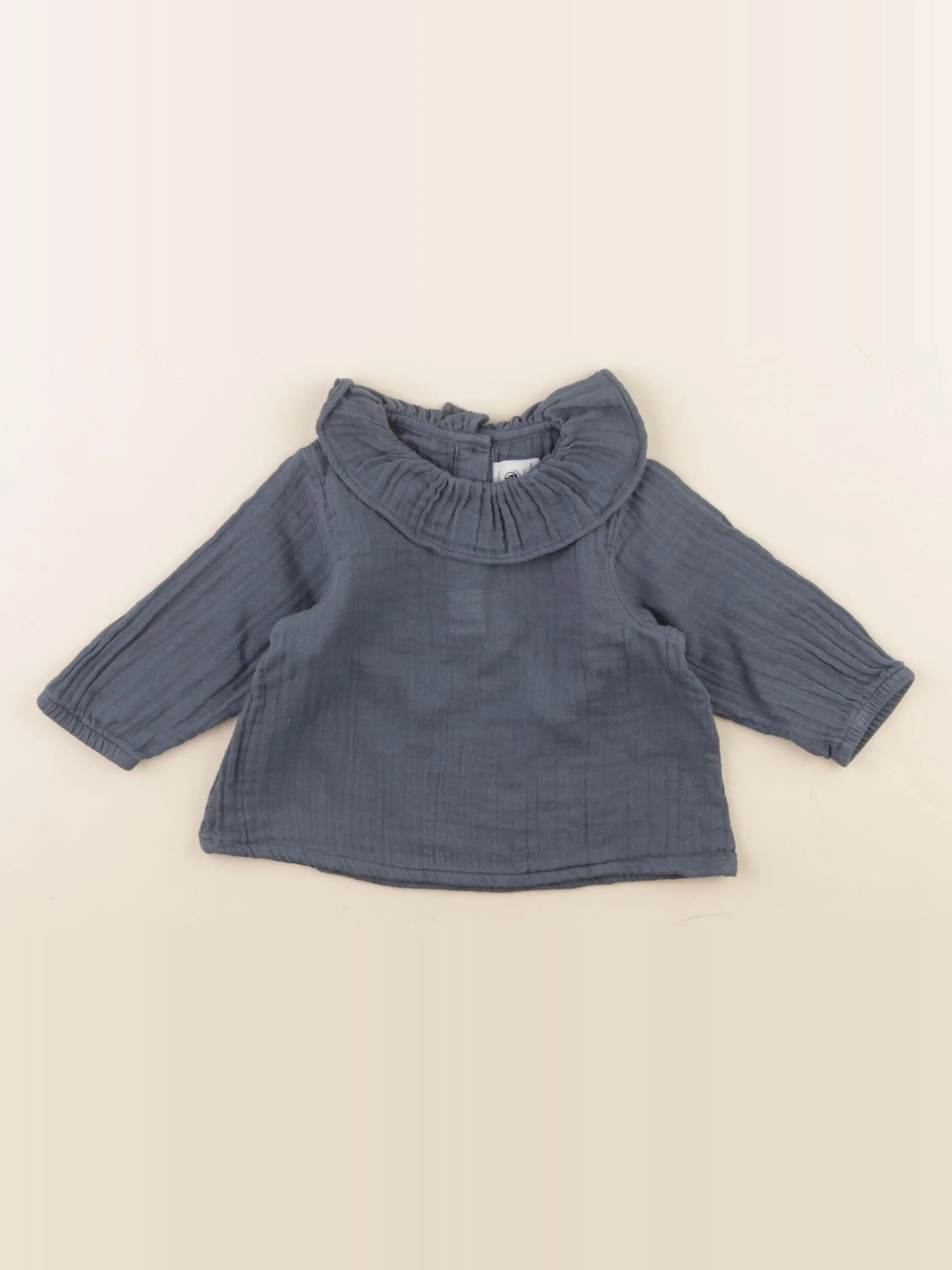 Petit Bateau - blouse bleu - 6 mois