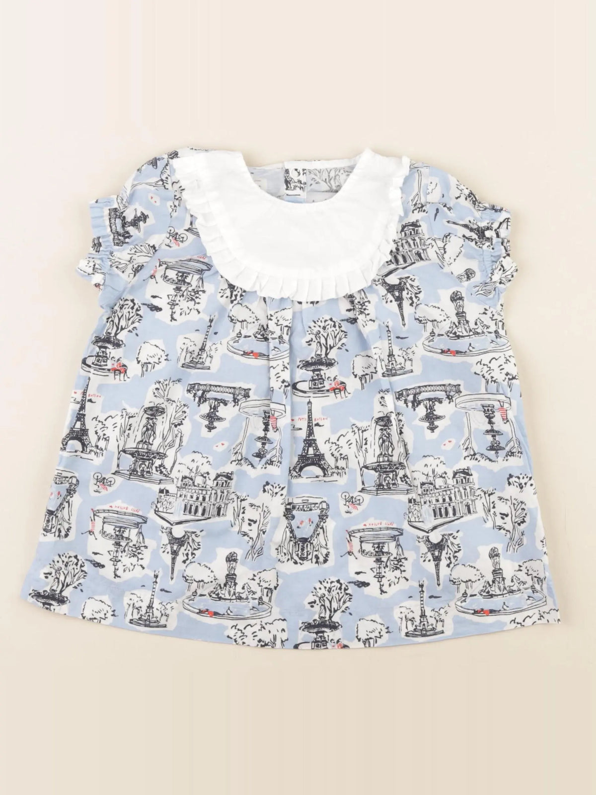 Petit Bateau - robe blanc, bleu - 6 mois