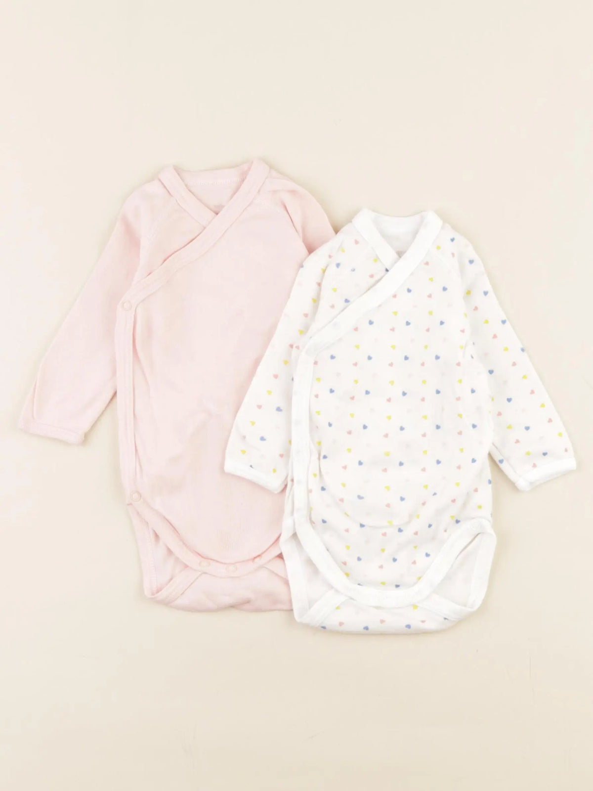 Petit Bateau - lot de 2 bodies en coton blanc, rose - 3 mois