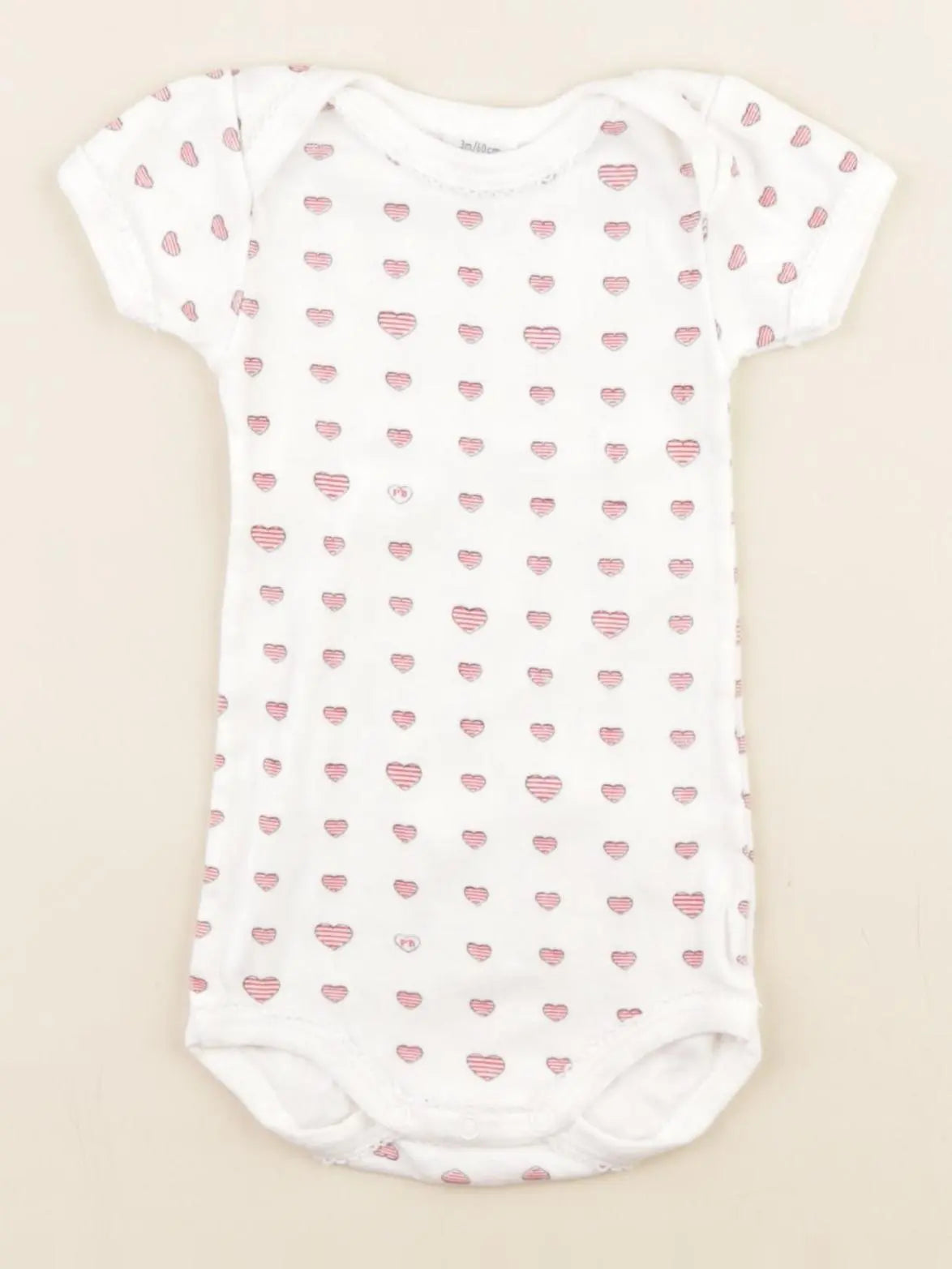 Petit Bateau - body blanc, rouge - 3 mois