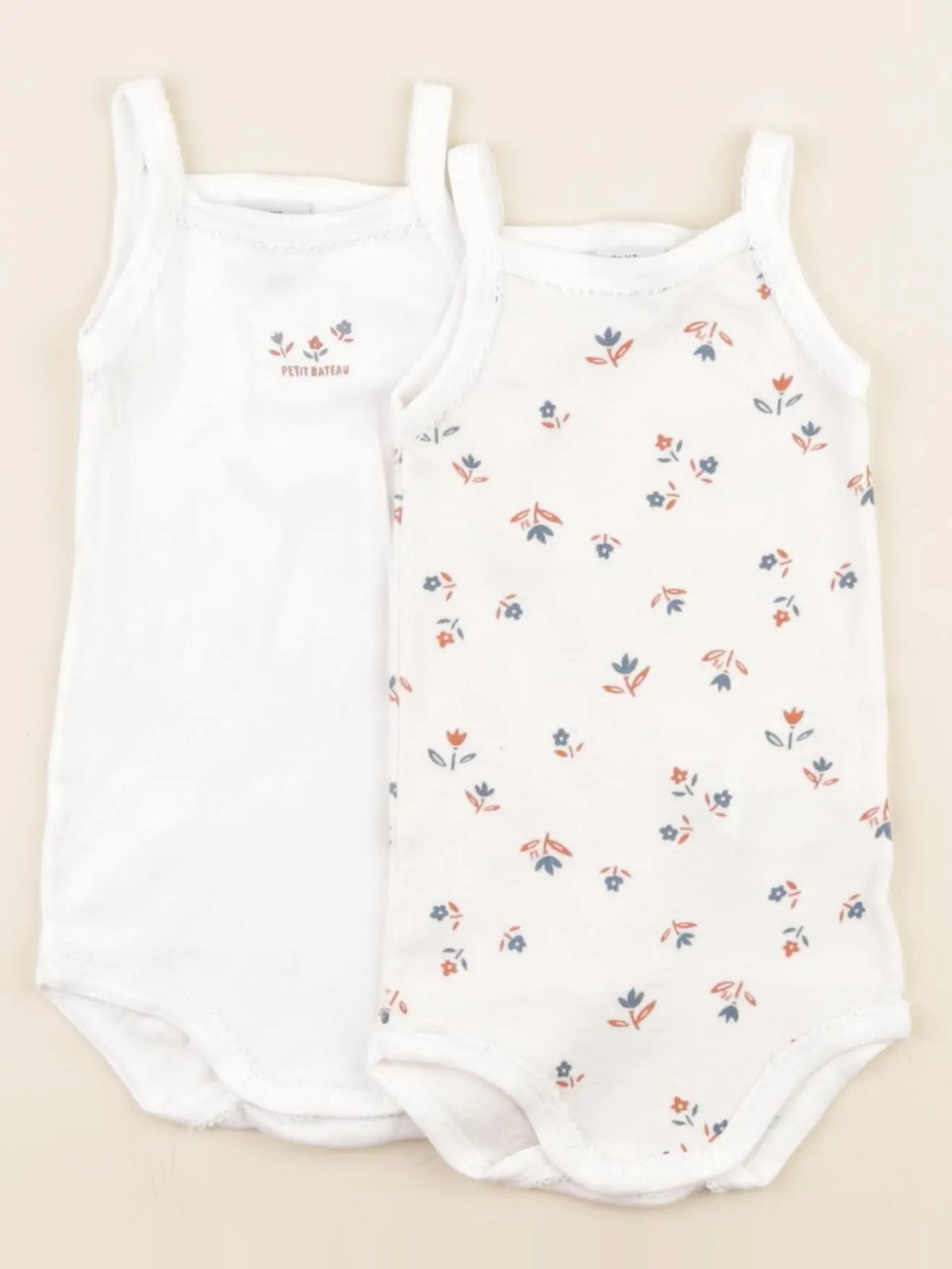 Petit Bateau - lot de 2 bodies en coton blanc - 6 mois