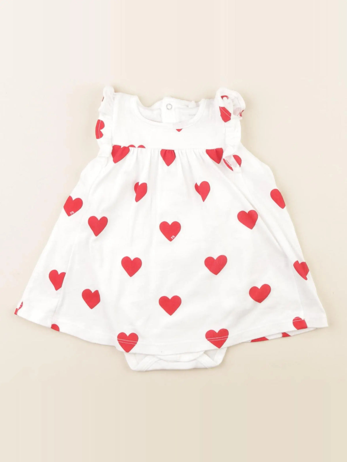 Petit Bateau - body robe blanc, rouge - 6 mois