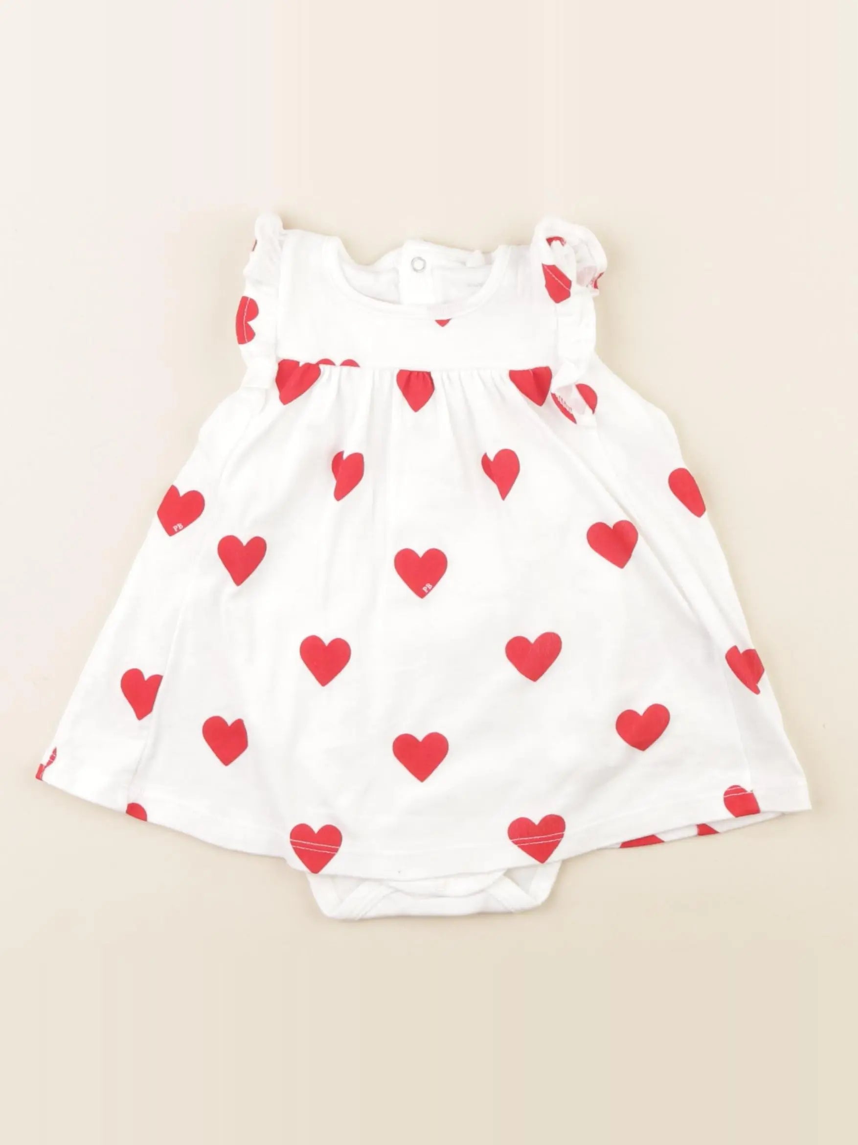 Petit Bateau - body robe blanc, rouge - 6 mois