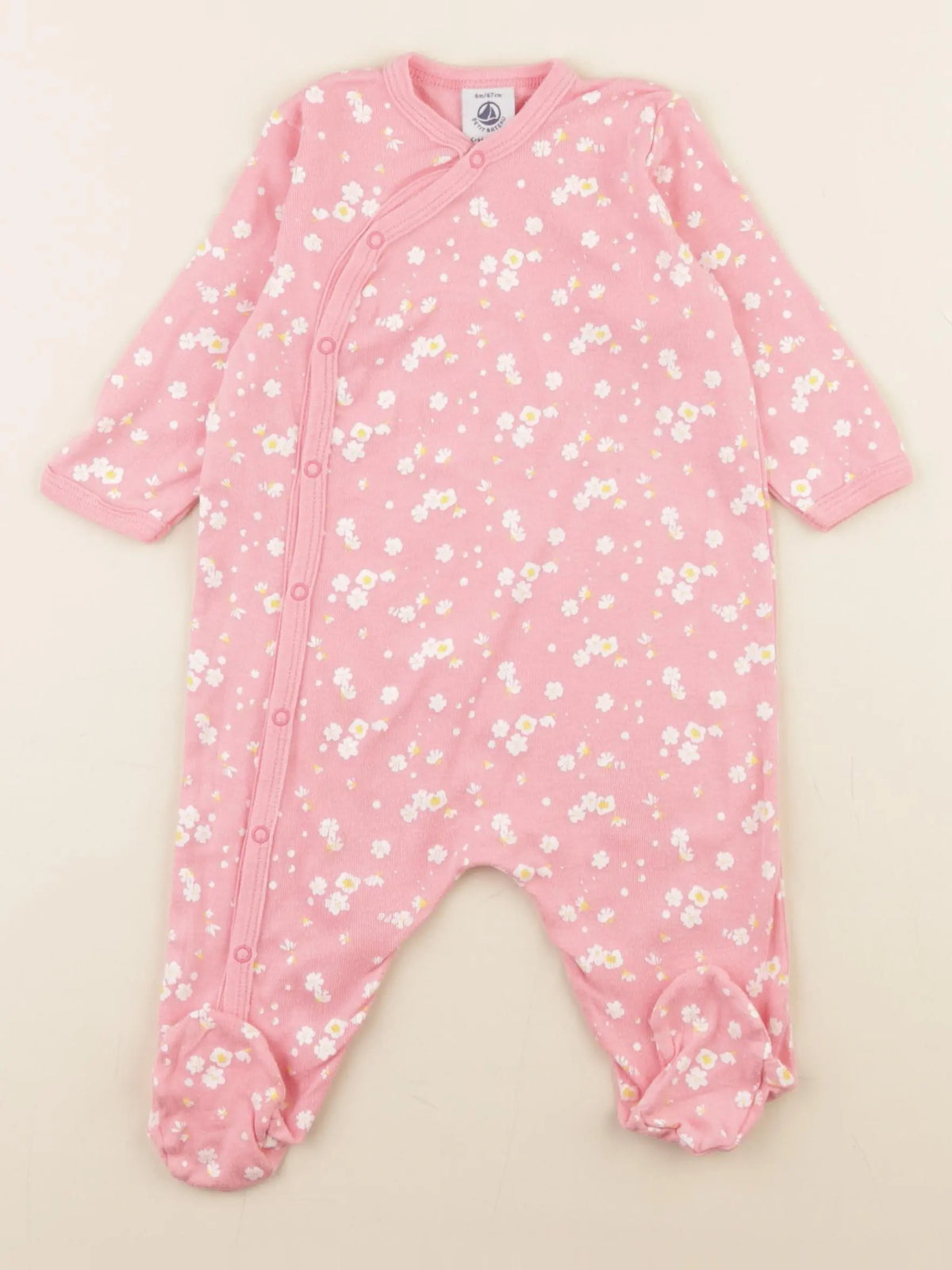 Petit Bateau - pyjama coton rose - 6 mois