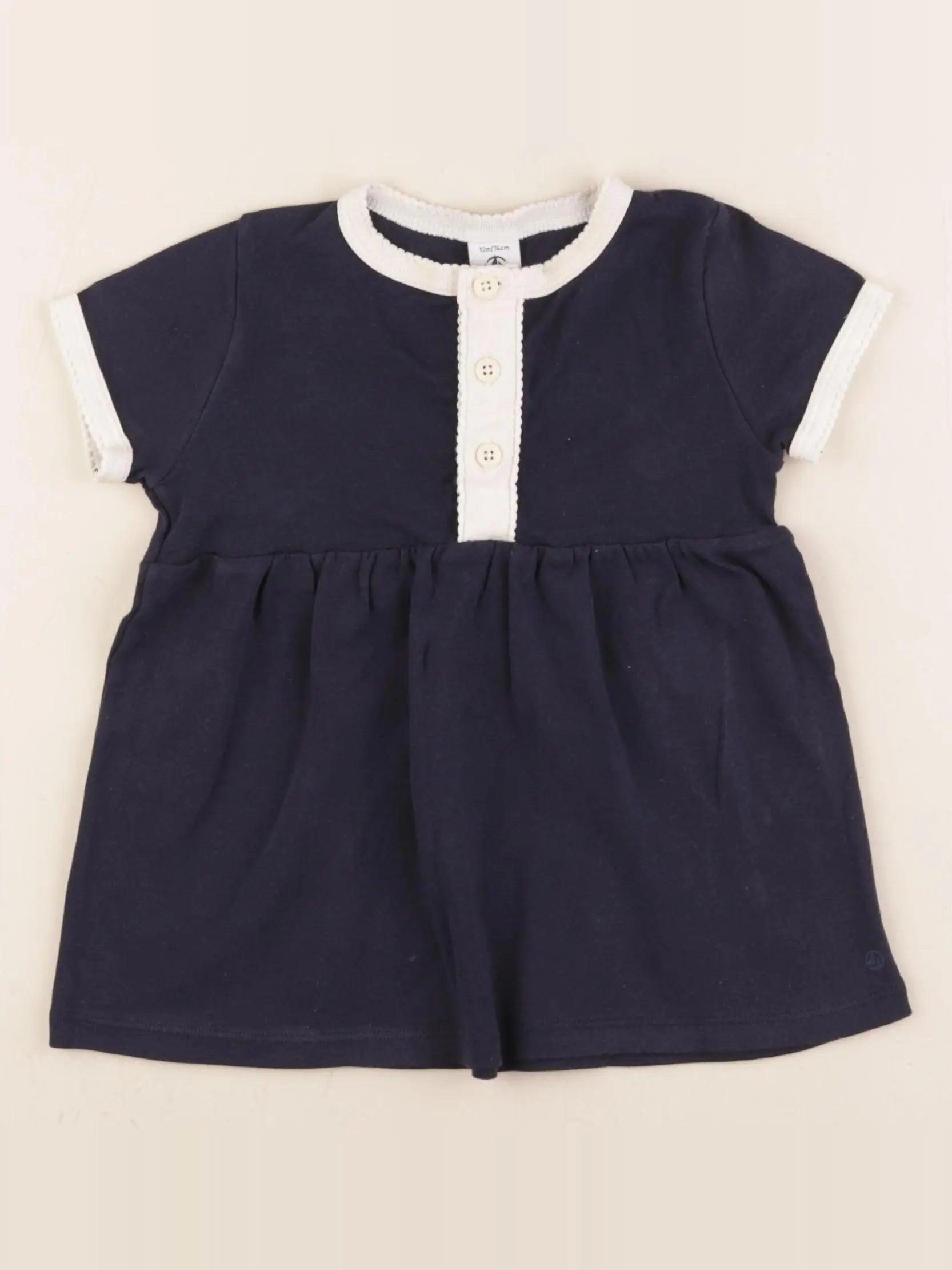 Petit Bateau - robe bleu - 12 mois