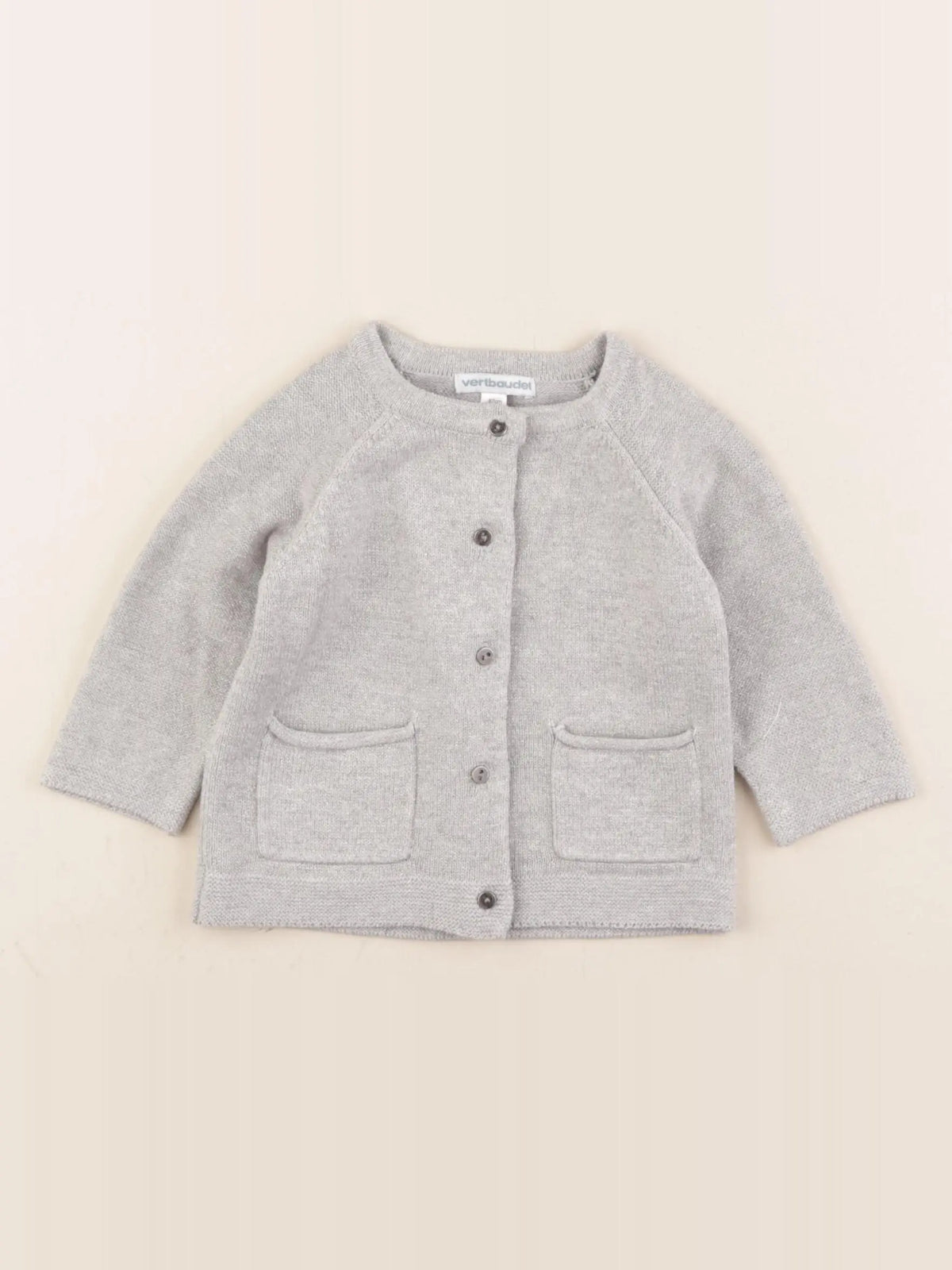 Vertbaudet - gilet gris, argent - 6 mois