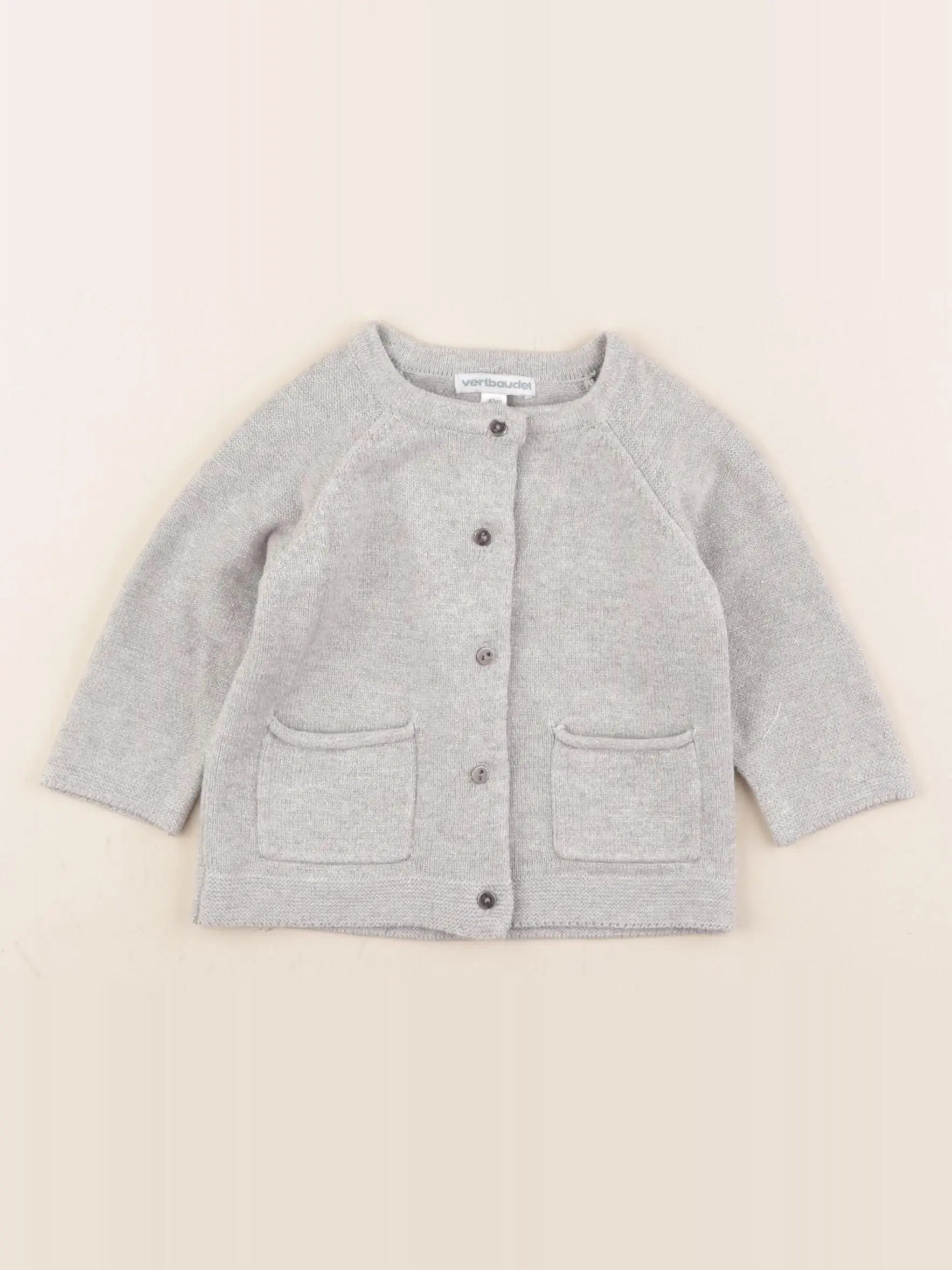 Vertbaudet - gilet gris, argent - 6 mois