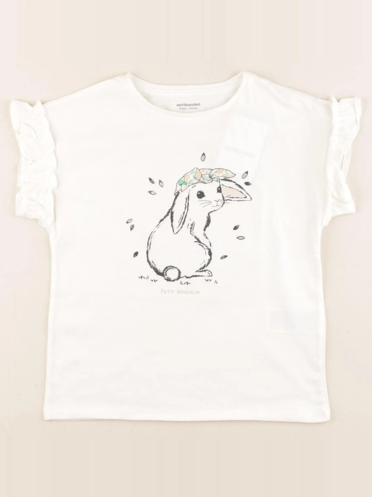 Vertbaudet - tee-shirt beige - 6 ans