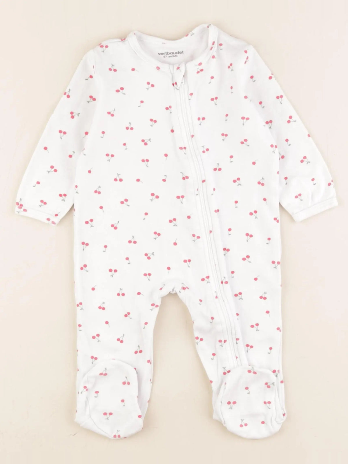 Vertbaudet - pyjama coton rose, blanc - 6 mois