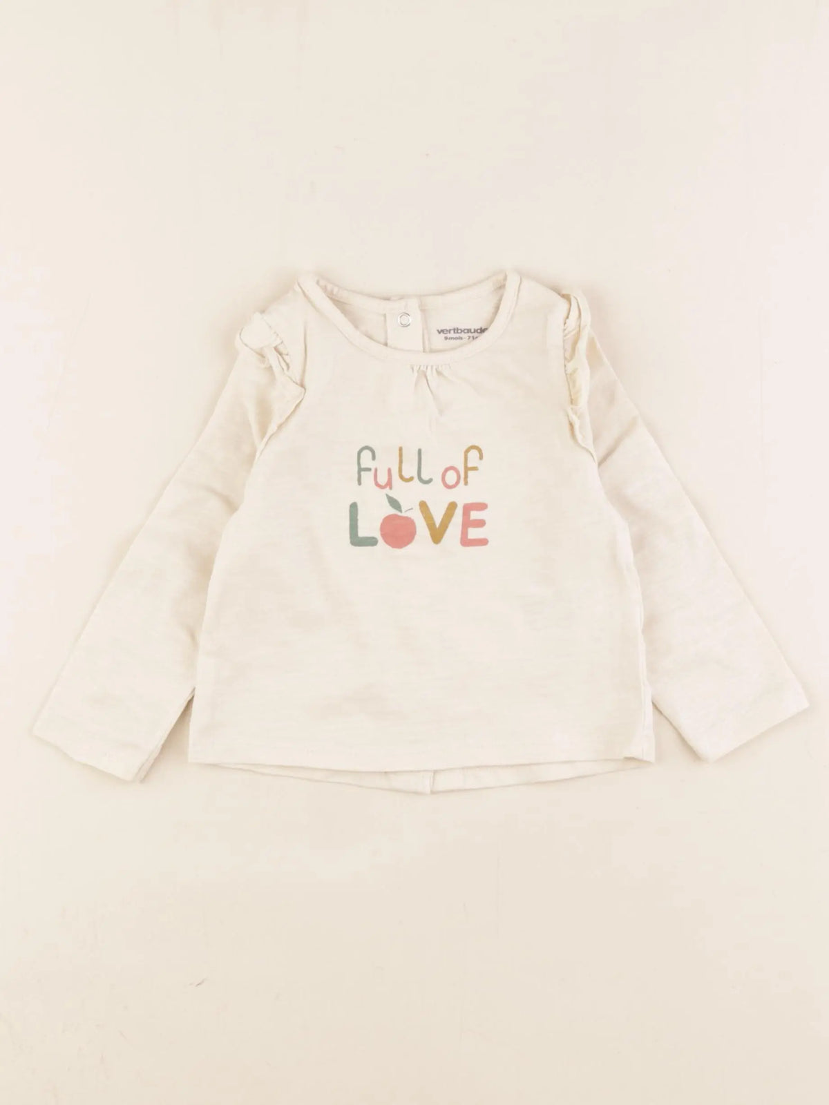 Vertbaudet - tee-shirt beige - 9 mois