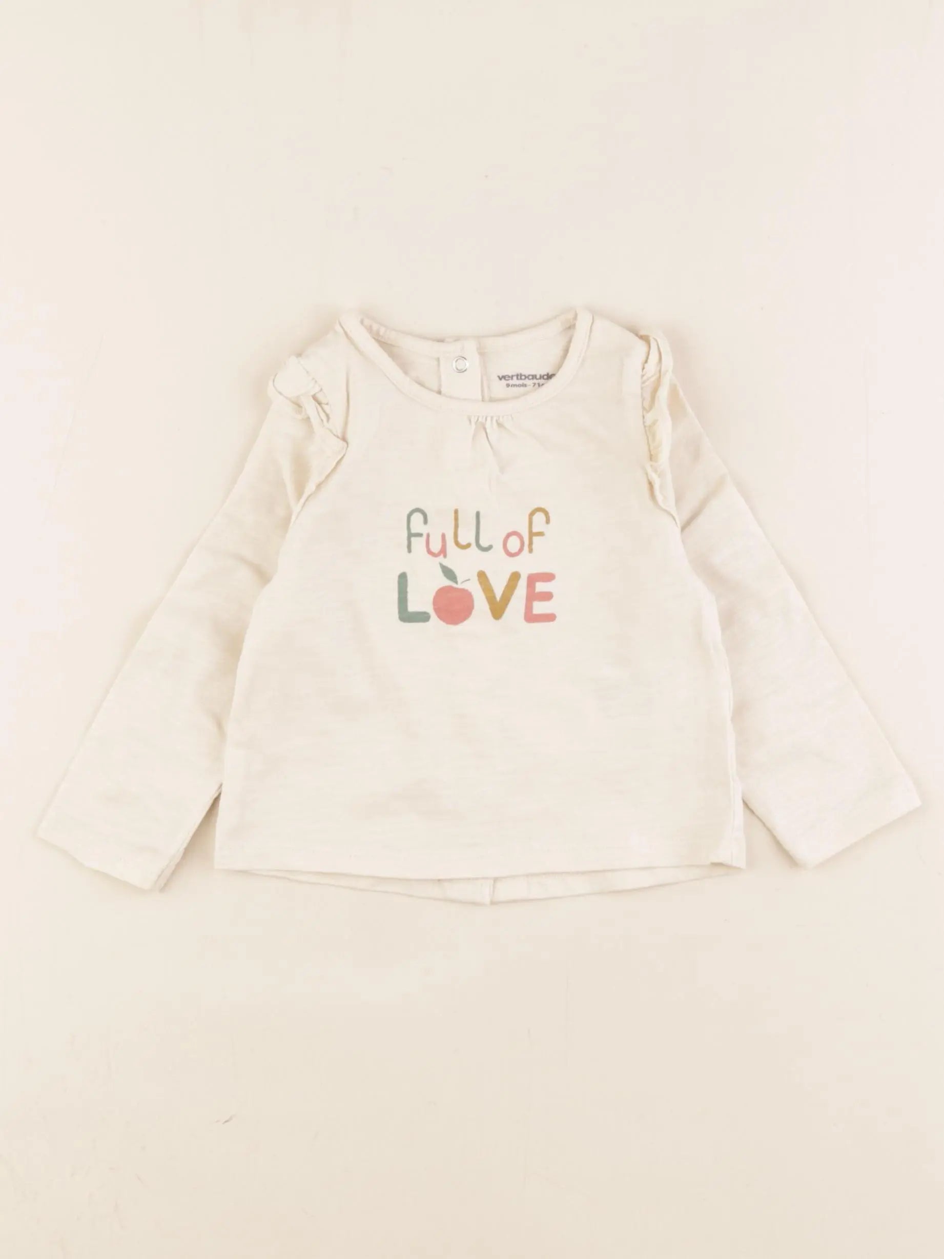 Vertbaudet - tee-shirt beige - 9 mois