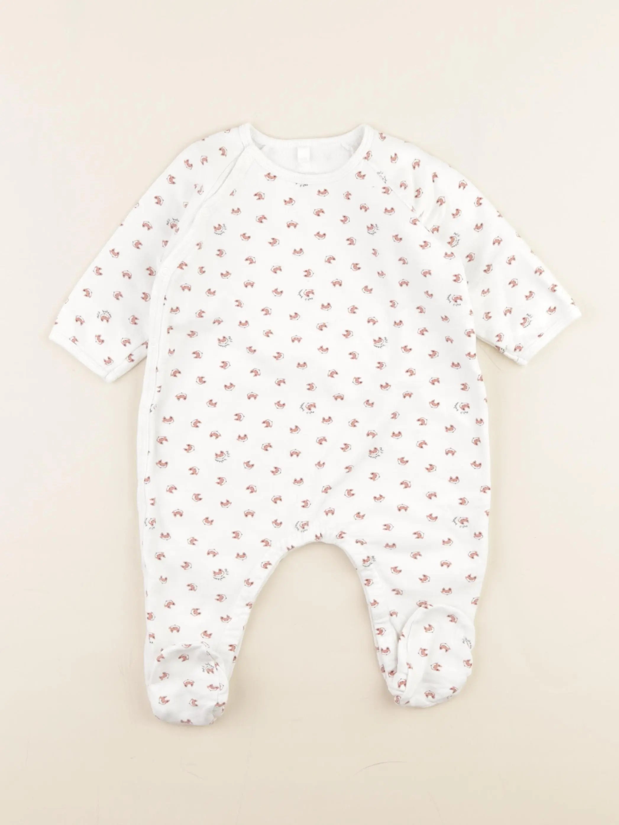 Petit Bateau - pyjama coton blanc - 9 mois