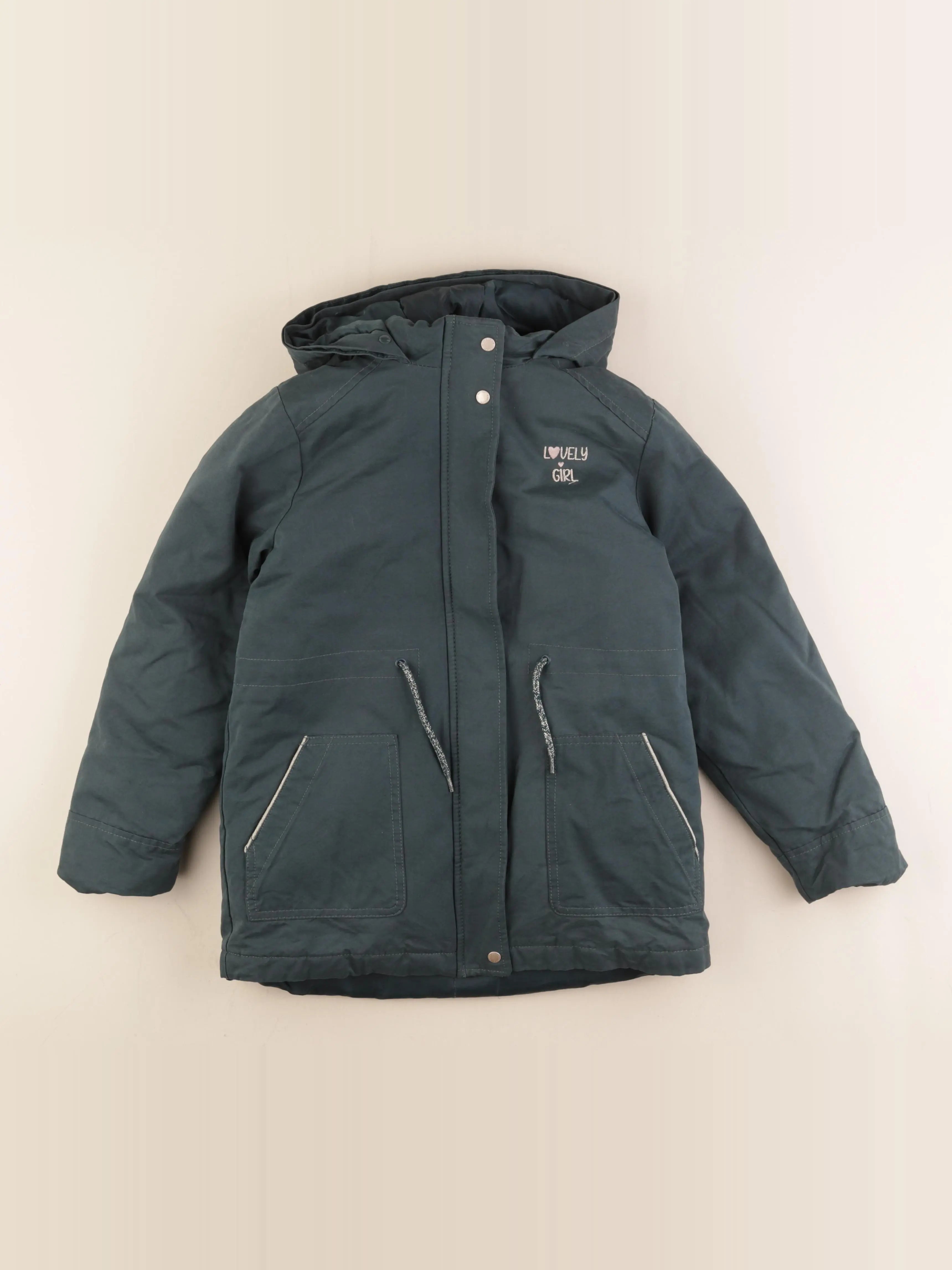 Vertbaudet - parka doublure amovible vert - 10 ans