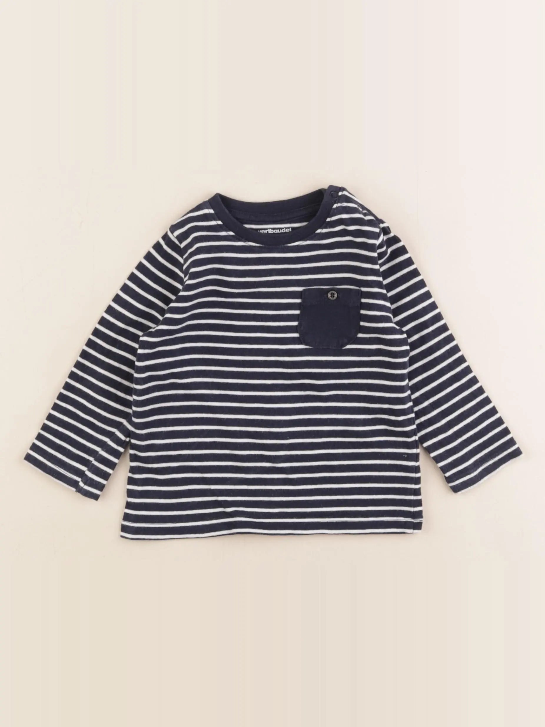 Vertbaudet - tee-shirt bleu - 12 mois