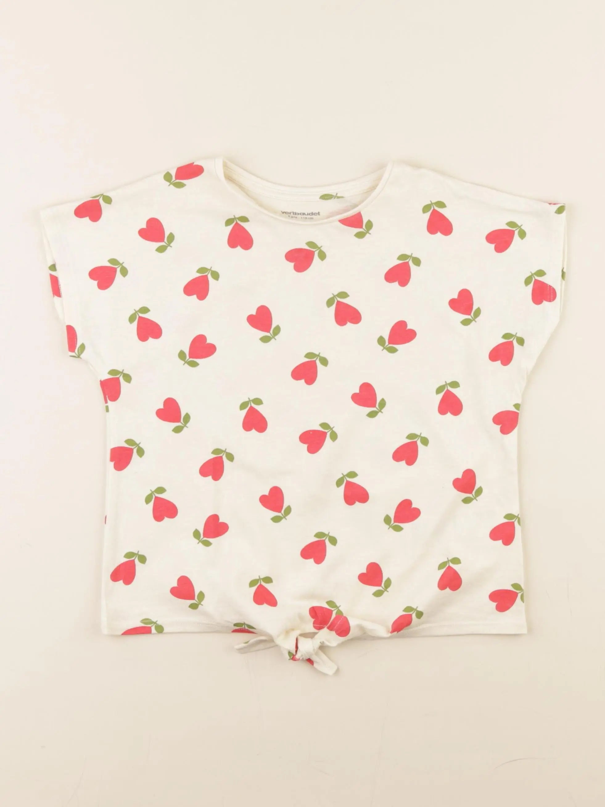 Vertbaudet - tee-shirt blanc, rouge - 5 ans