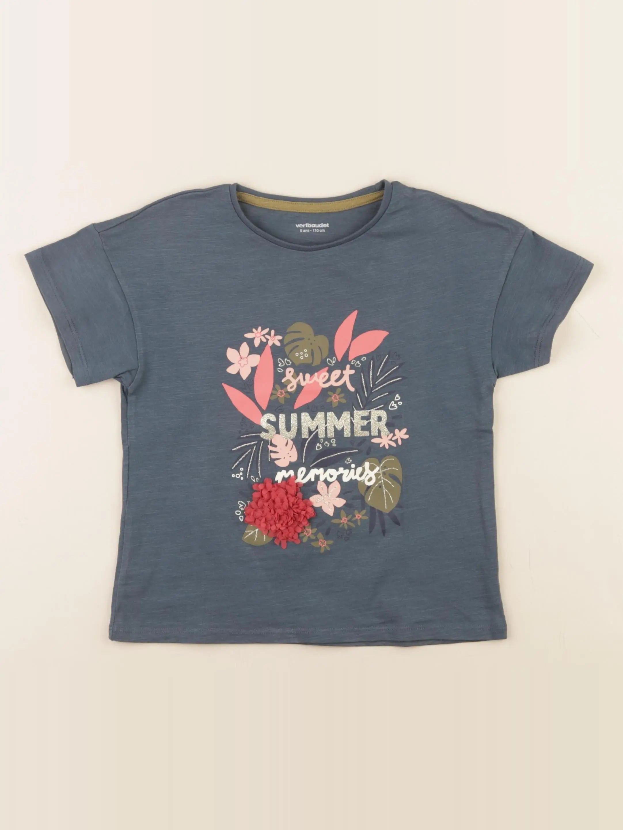 Vertbaudet - tee-shirt bleu - 5 ans