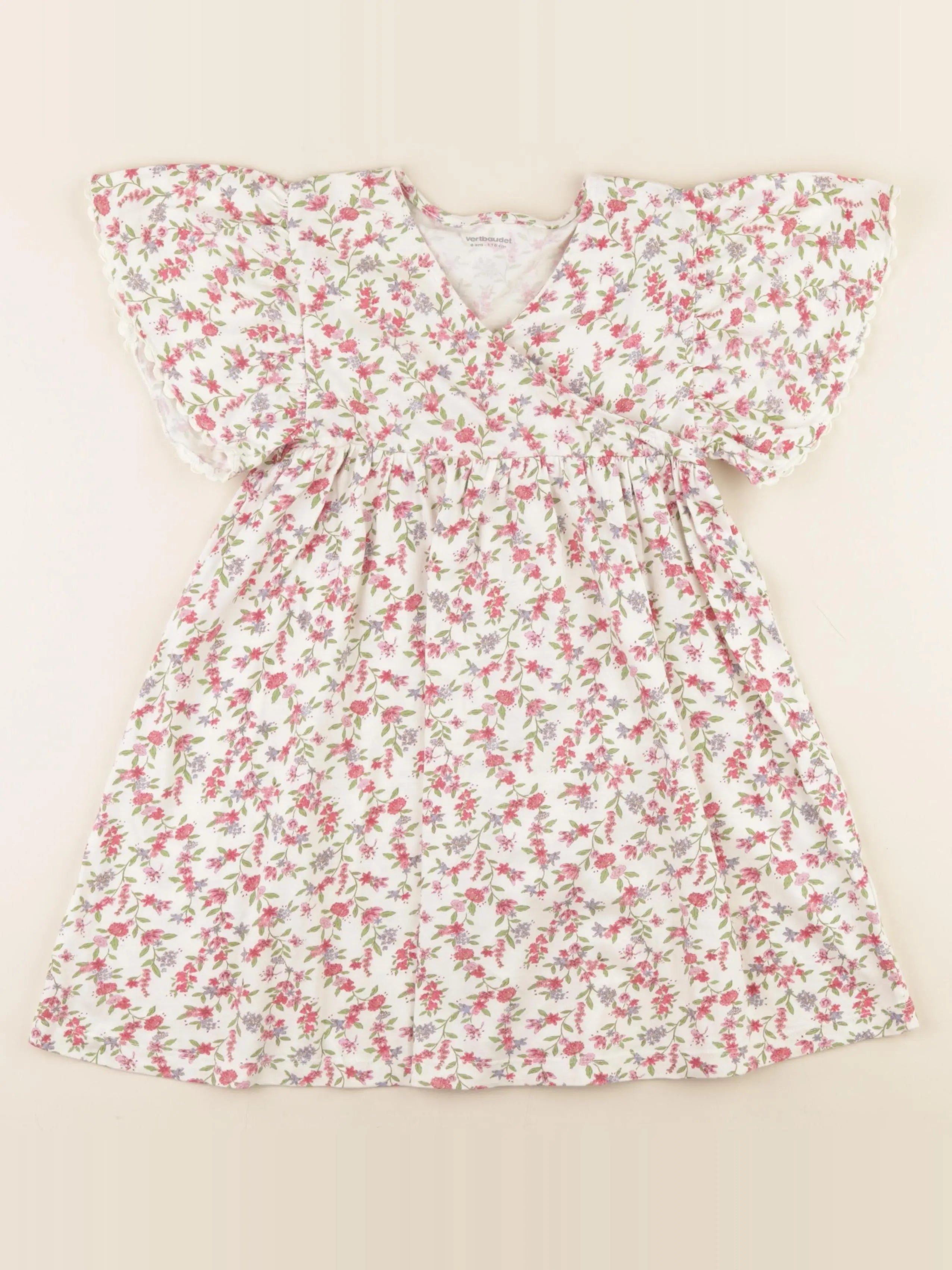 Vertbaudet - robe blanc, rose - 6 ans