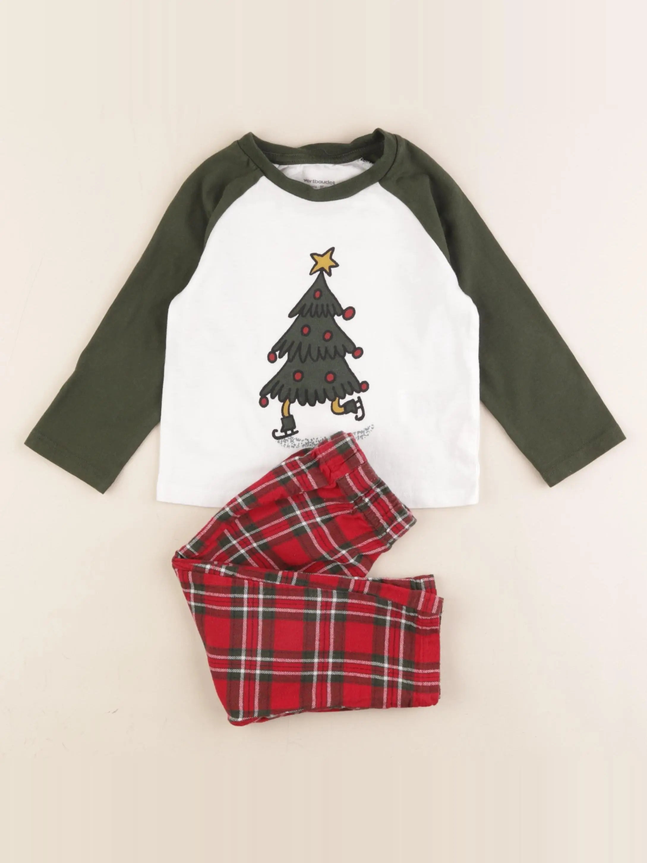 Vertbaudet - pyjama coton vert - 2 ans