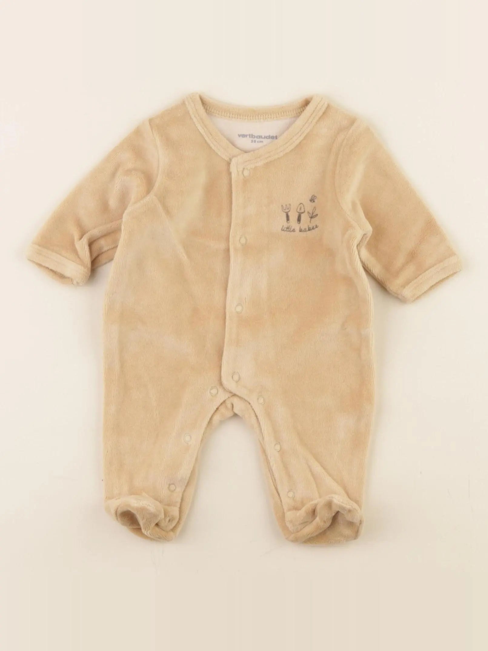 Vertbaudet - pyjama velours marron - 0 mois