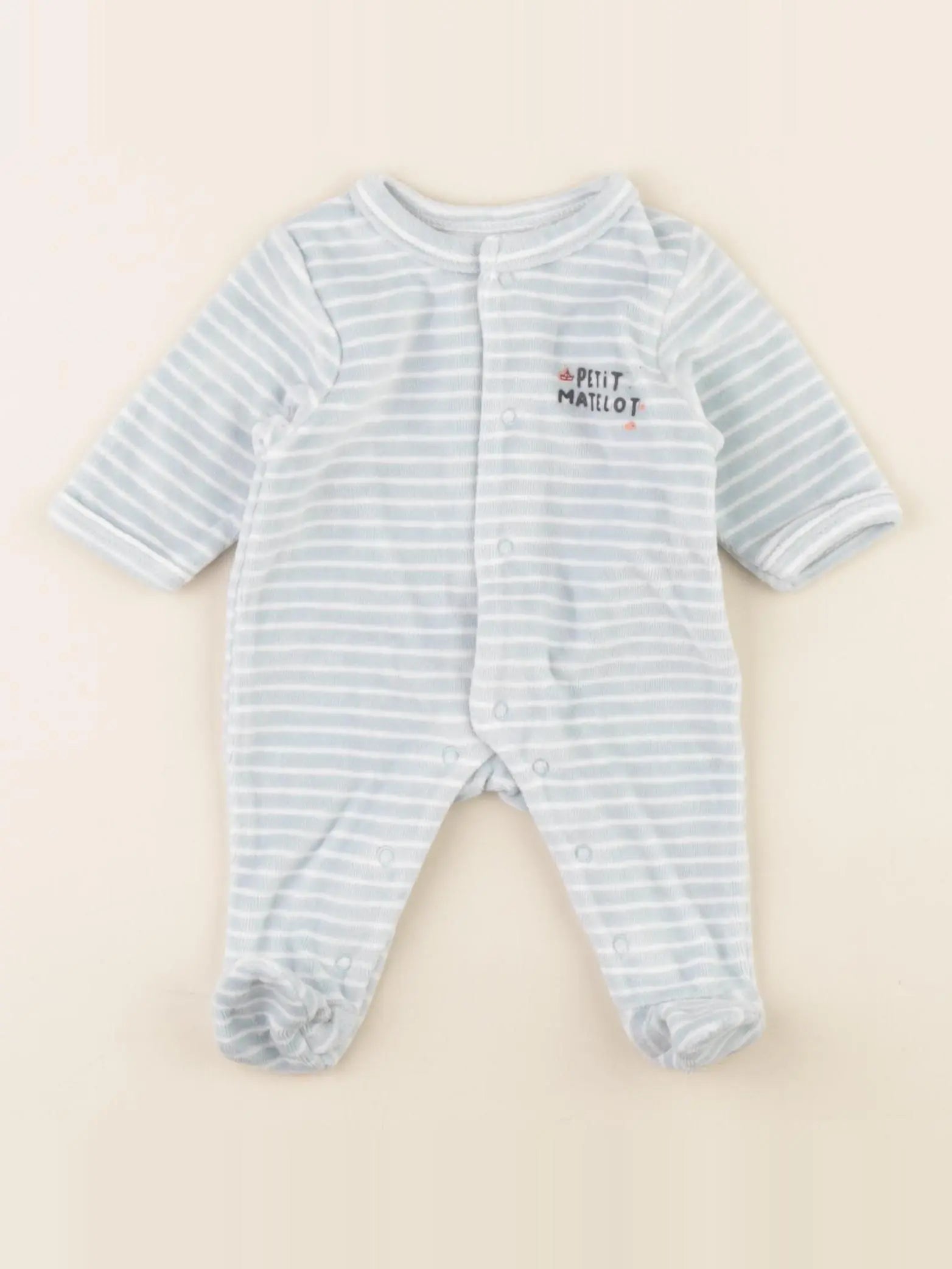 Vertbaudet - pyjama velours bleu - 0 mois