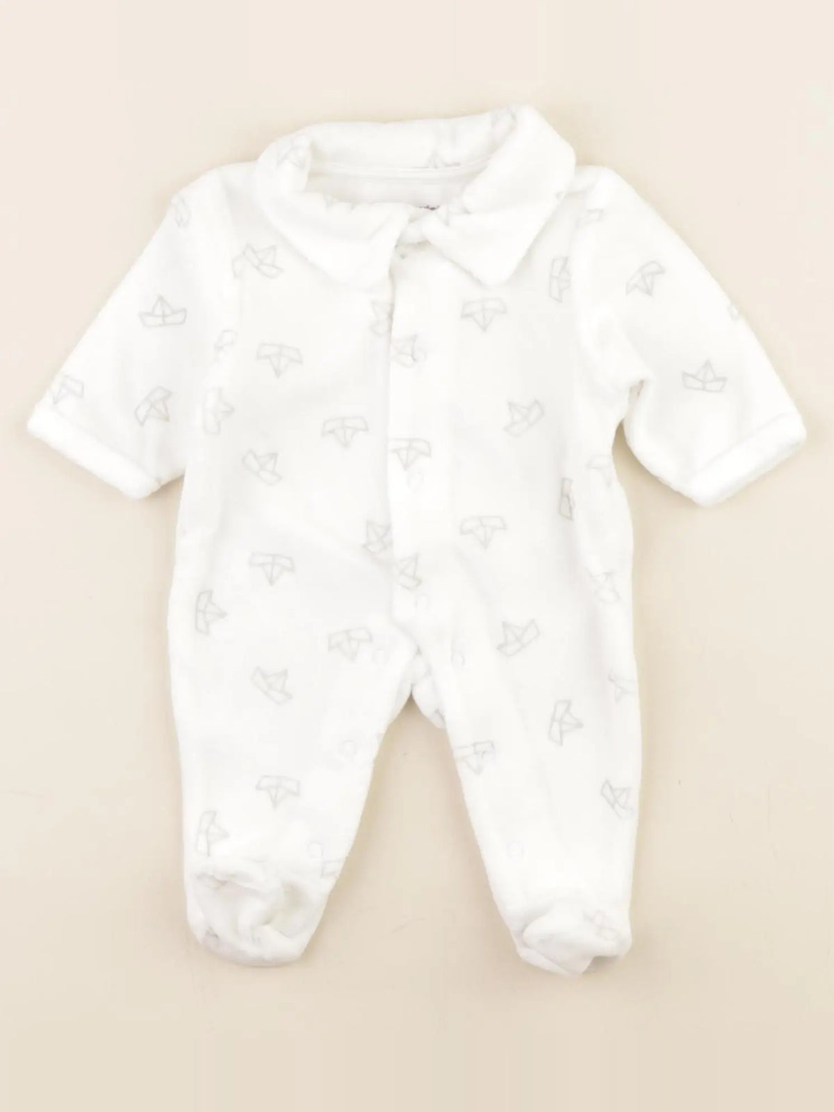 Vertbaudet - pyjama velours blanc - 0 mois