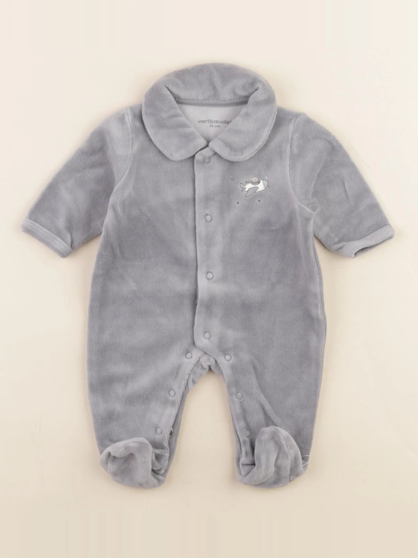 Vertbaudet - pyjama velours bleu - 0 mois