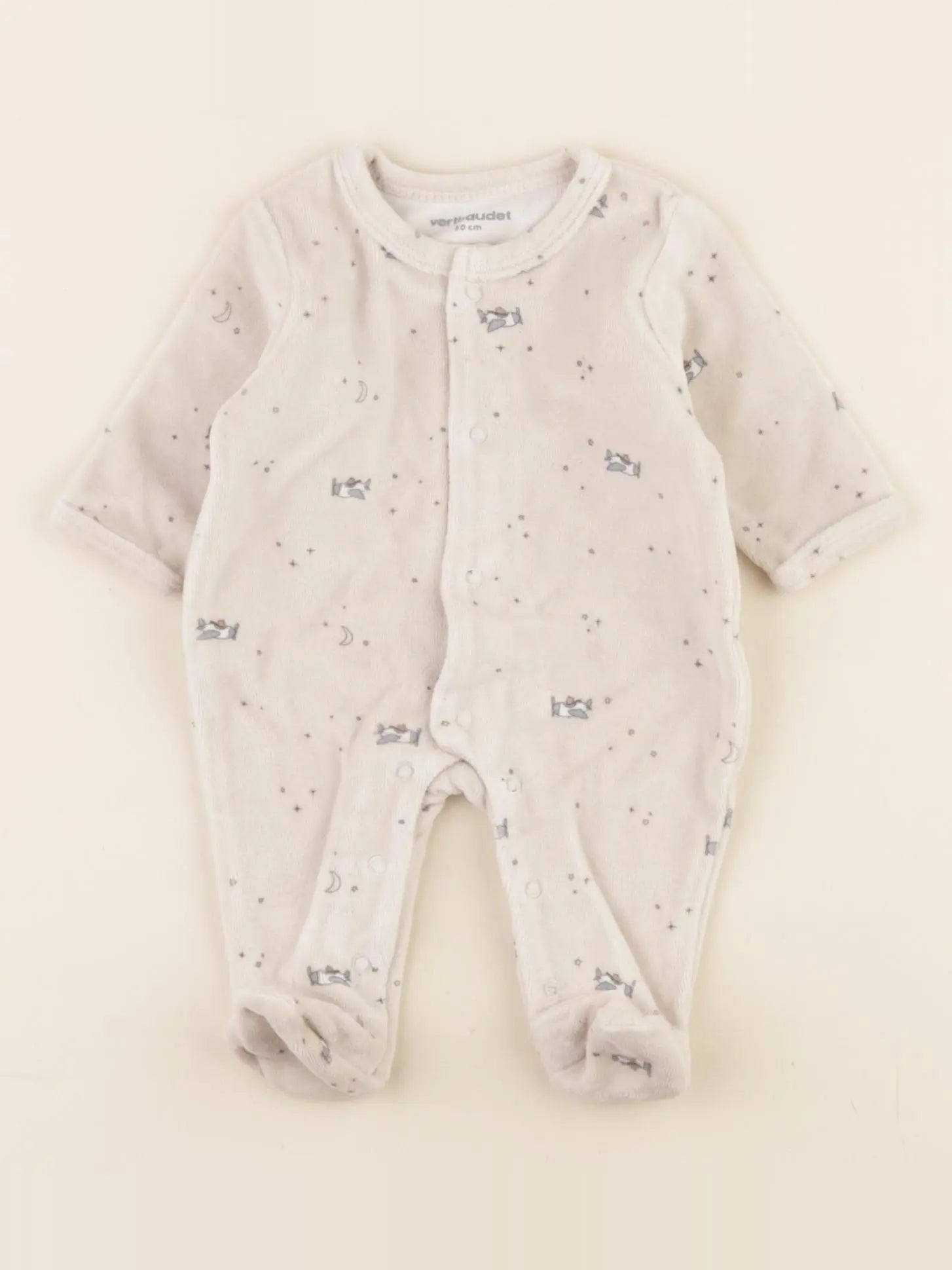 Vertbaudet - pyjama velours beige - 0 mois