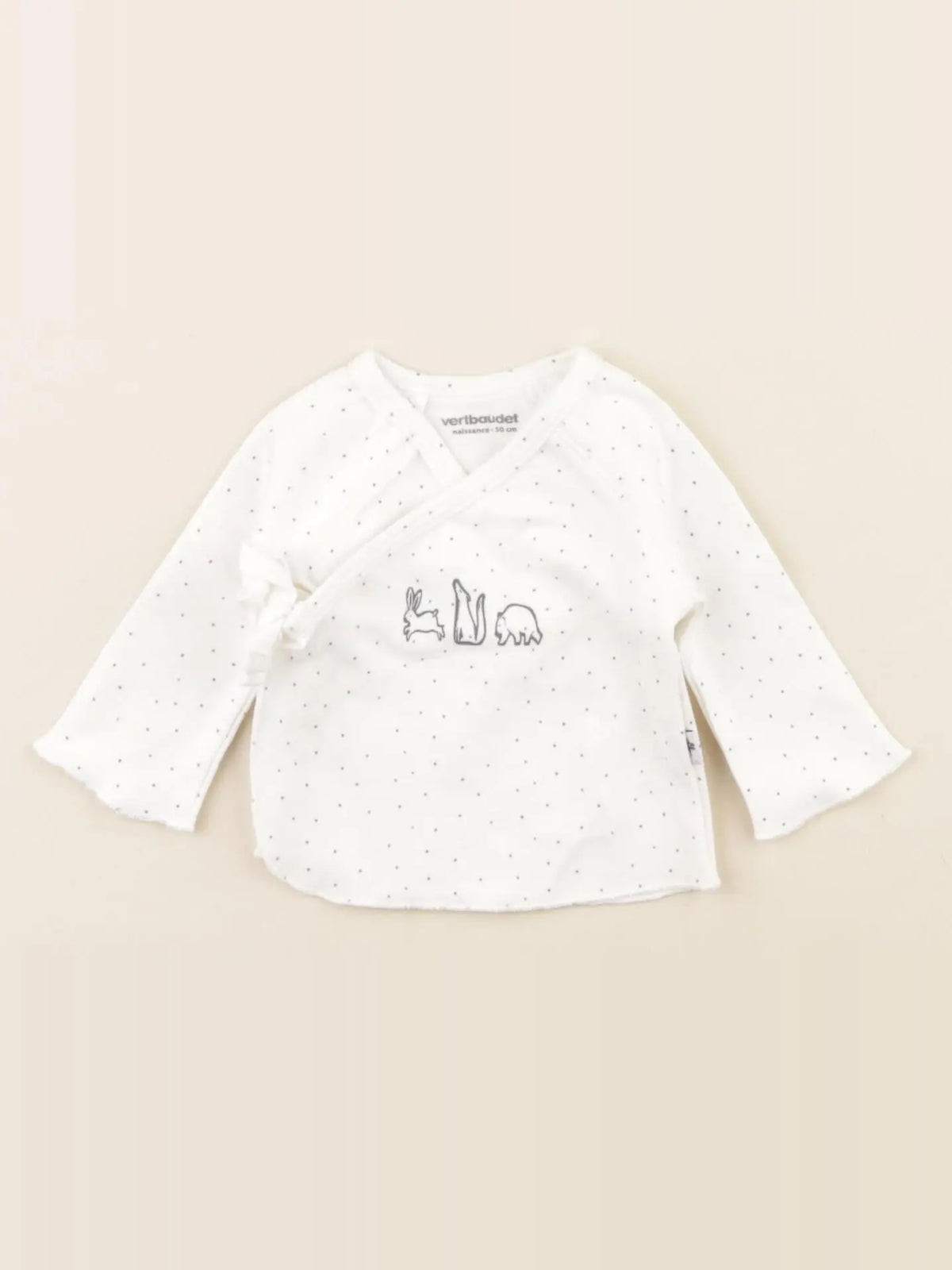 Vertbaudet - tee-shirt blanc, bleu - 0 mois