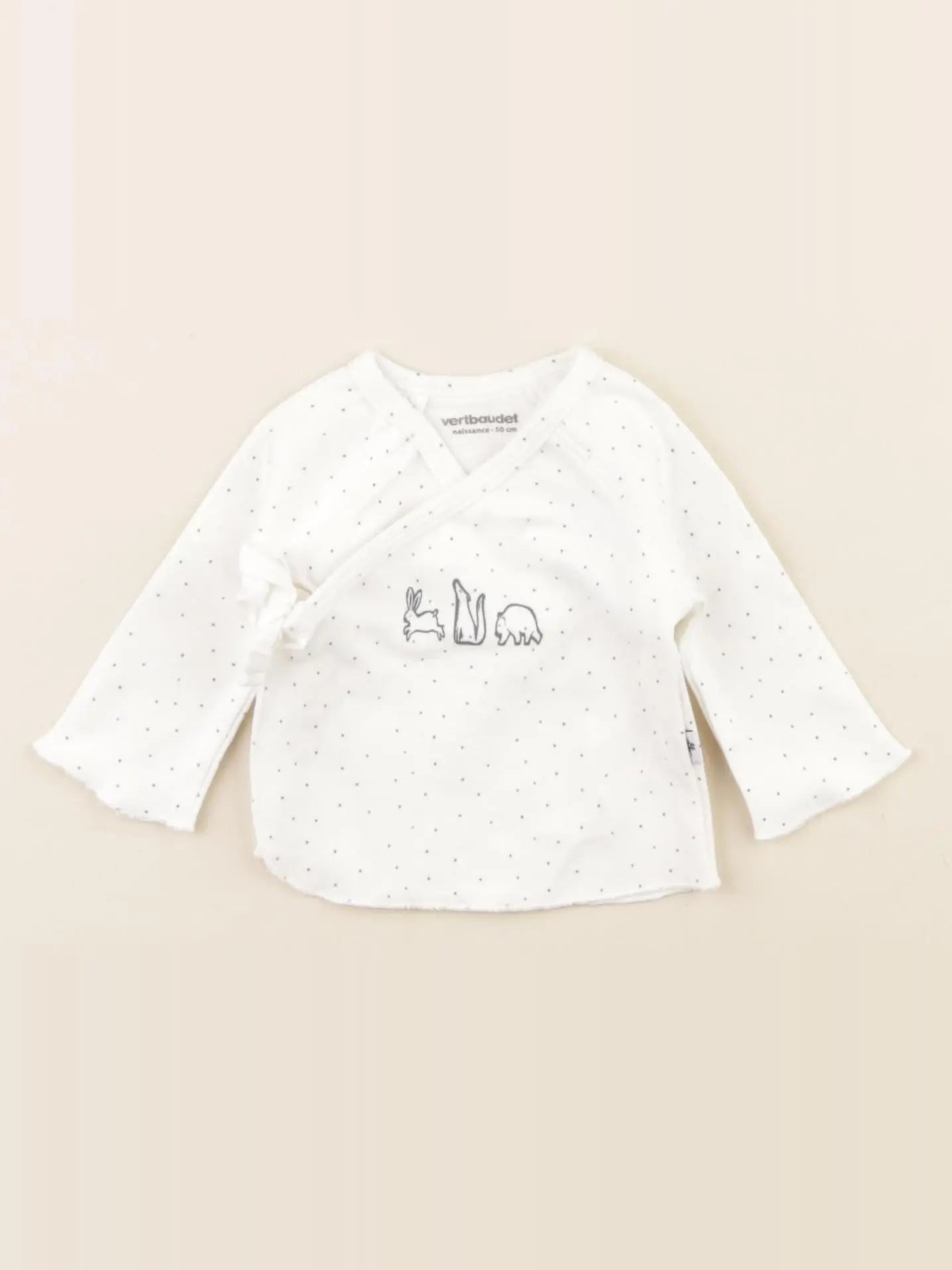 Vertbaudet - tee-shirt blanc, bleu - 0 mois