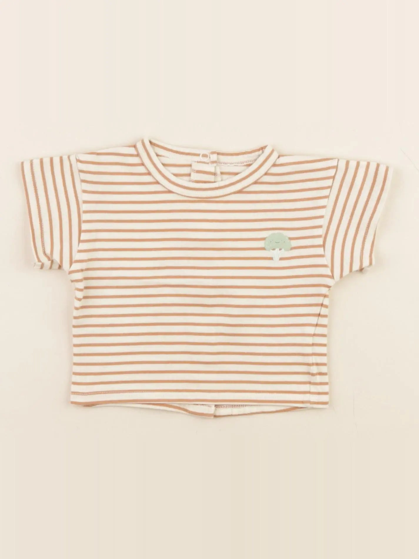 Vertbaudet - tee-shirt blanc, marron - 1 mois