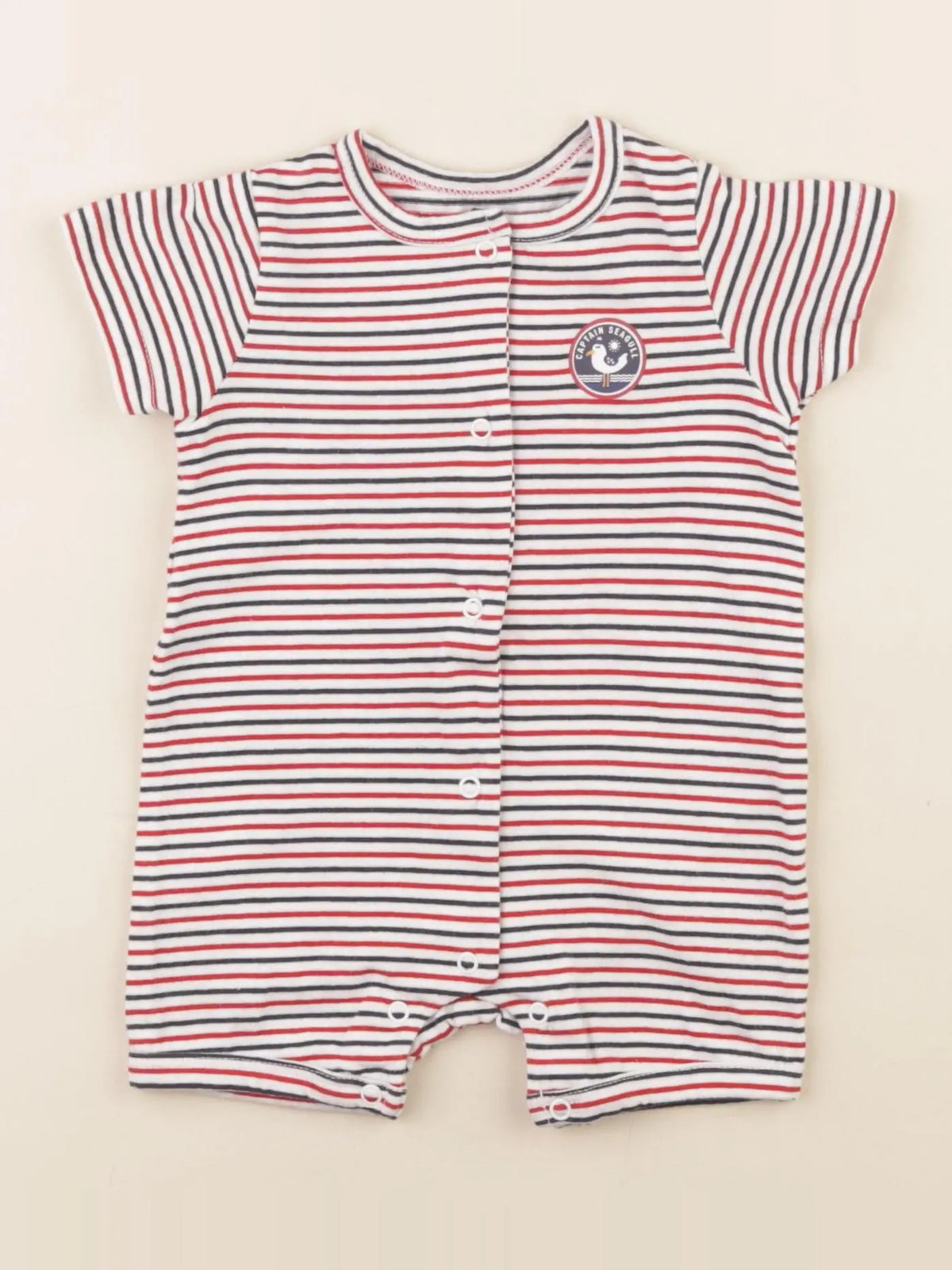 Vertbaudet - pyjama coton bleu, rouge - 3 mois