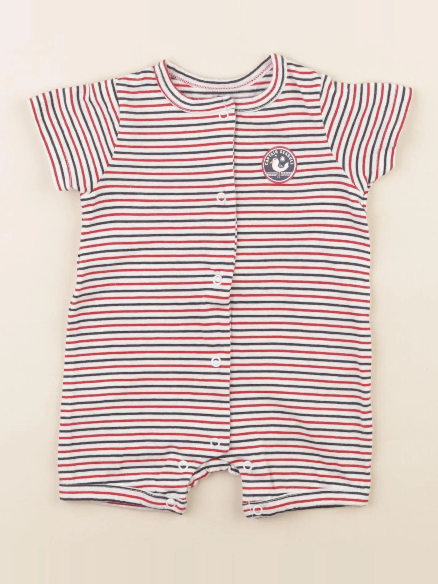 Vertbaudet - pyjama coton bleu, rouge - 3 mois