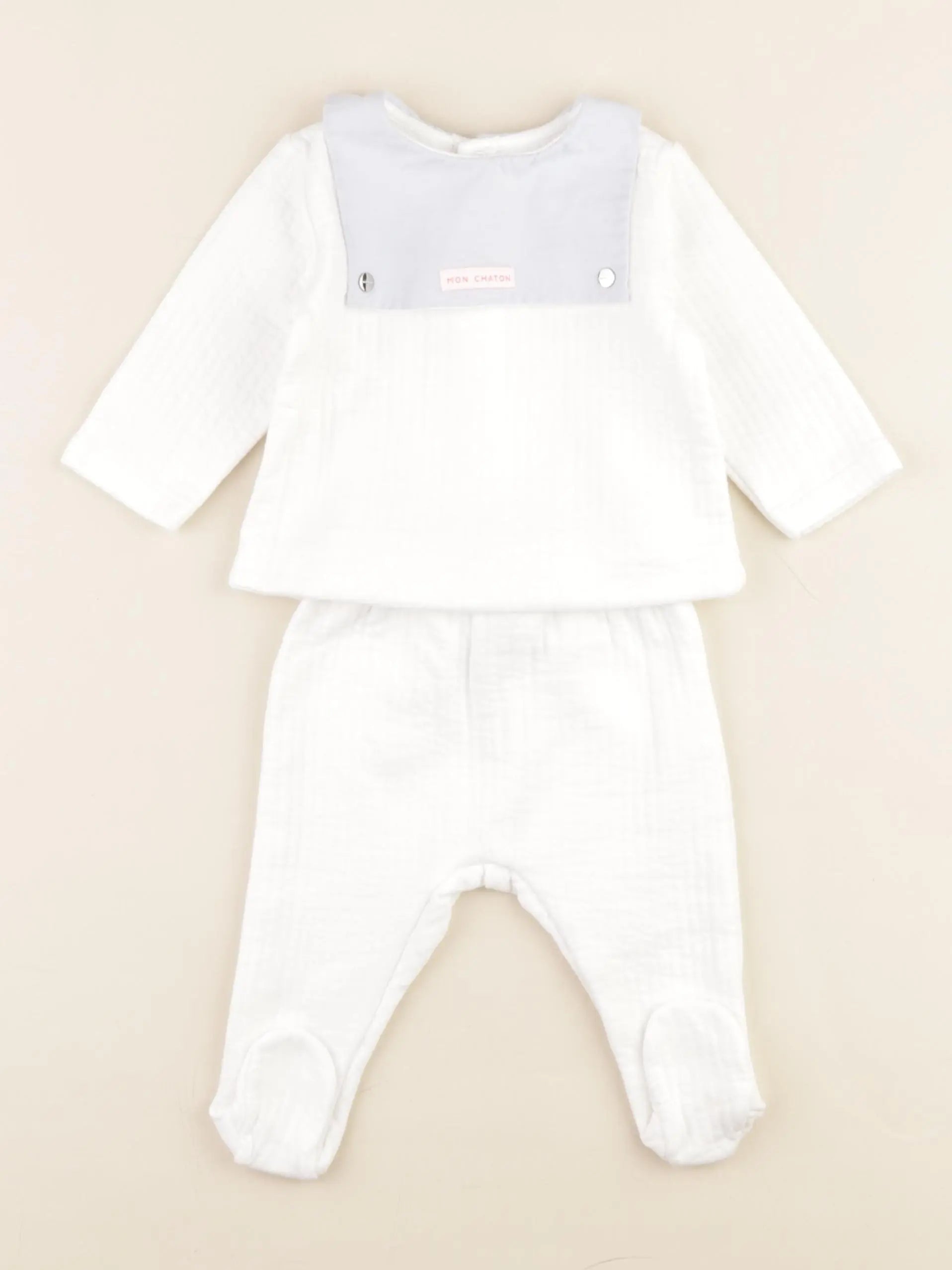 Jacadi - ensemble blanc, bleu - 6 mois