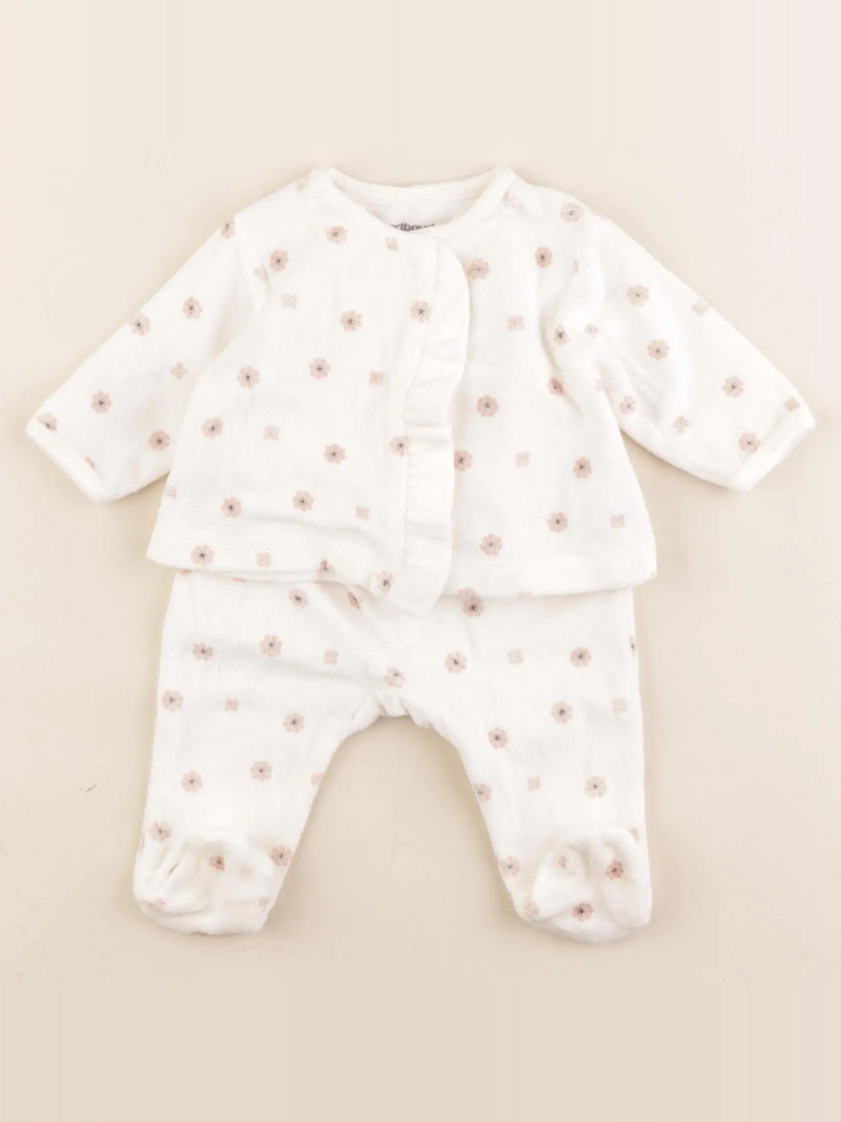 Vertbaudet - pyjama velours blanc - 0 mois