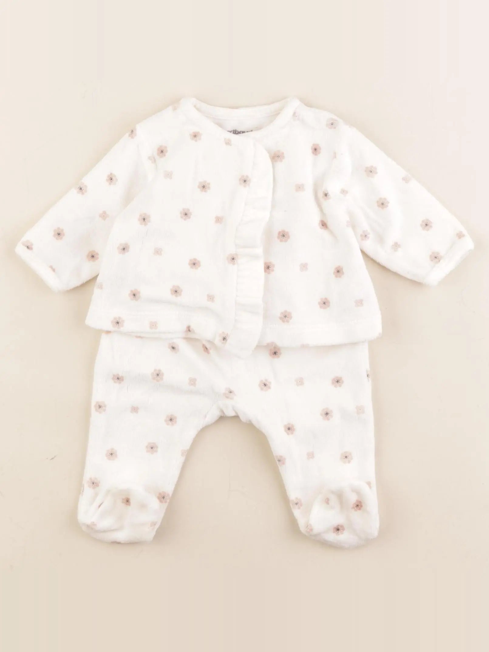 Vertbaudet - pyjama velours blanc - 0 mois