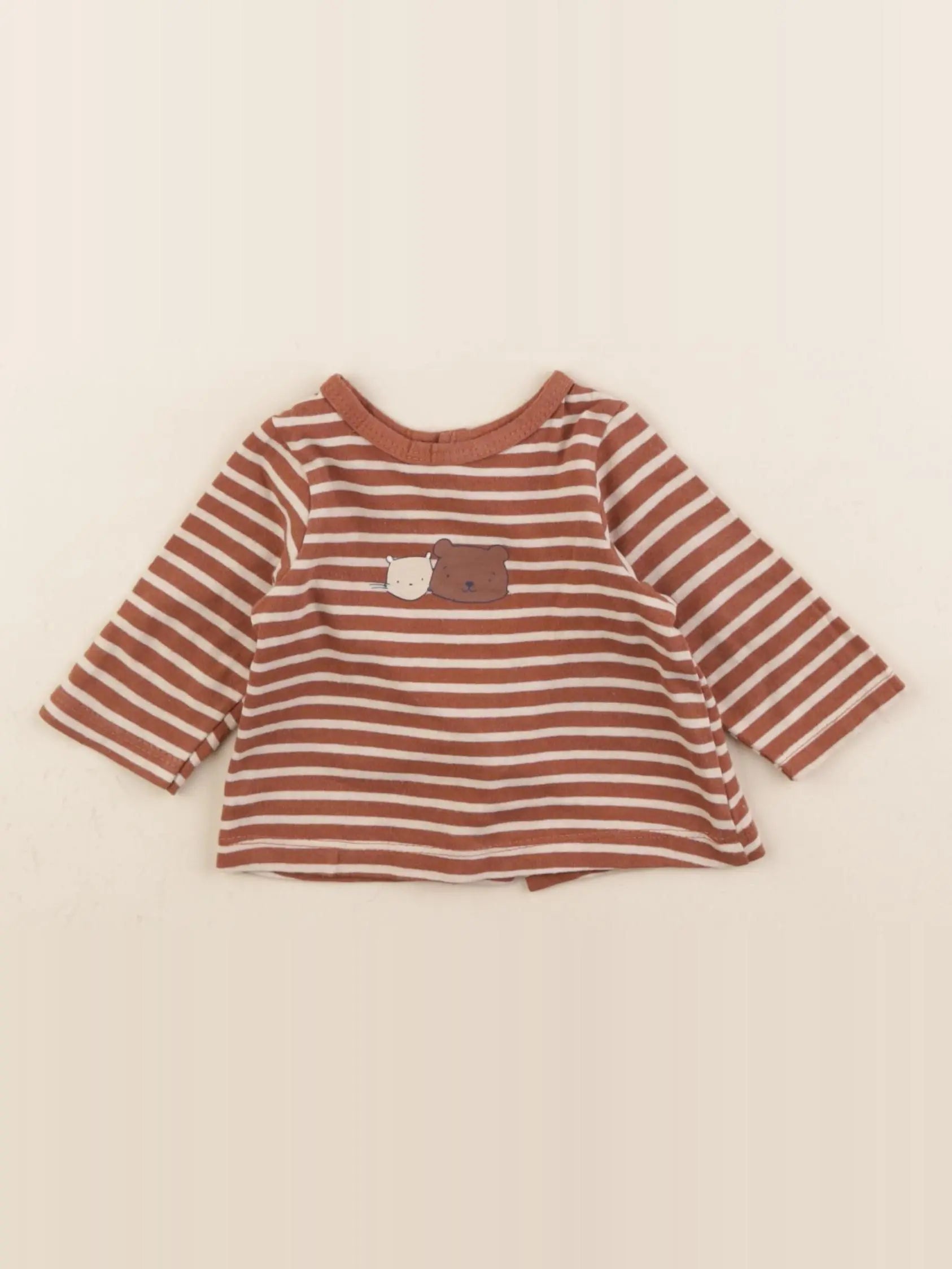 Vertbaudet - tee-shirt marron - 1 mois