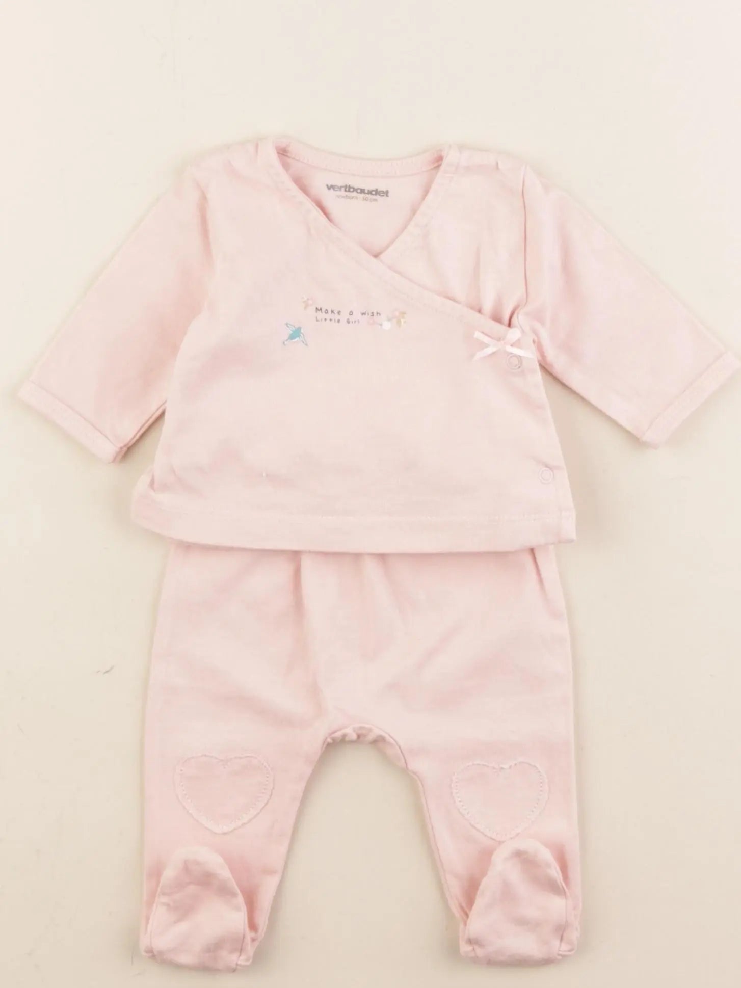 Vertbaudet - pyjama coton rose - 0 mois