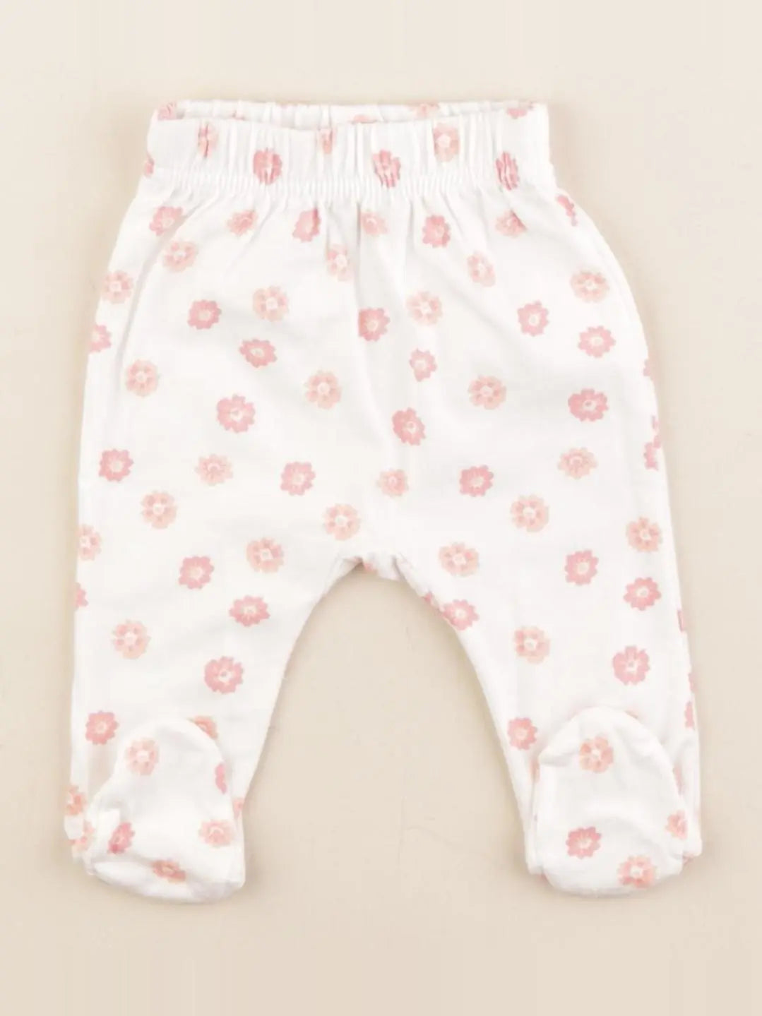 Vertbaudet - legging blanc, rose - 0 mois