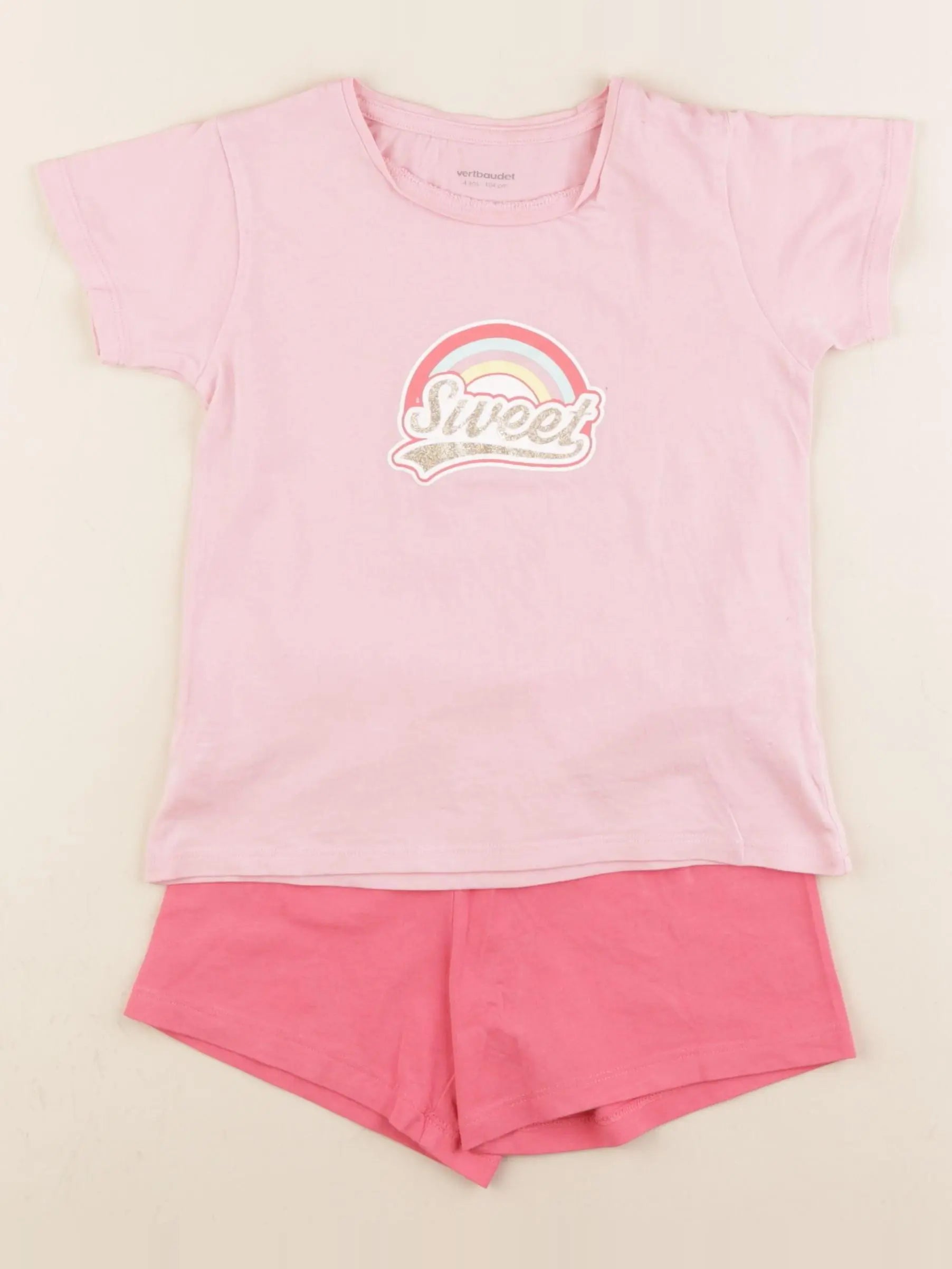 Vertbaudet - pyjama coton rose - 4 ans